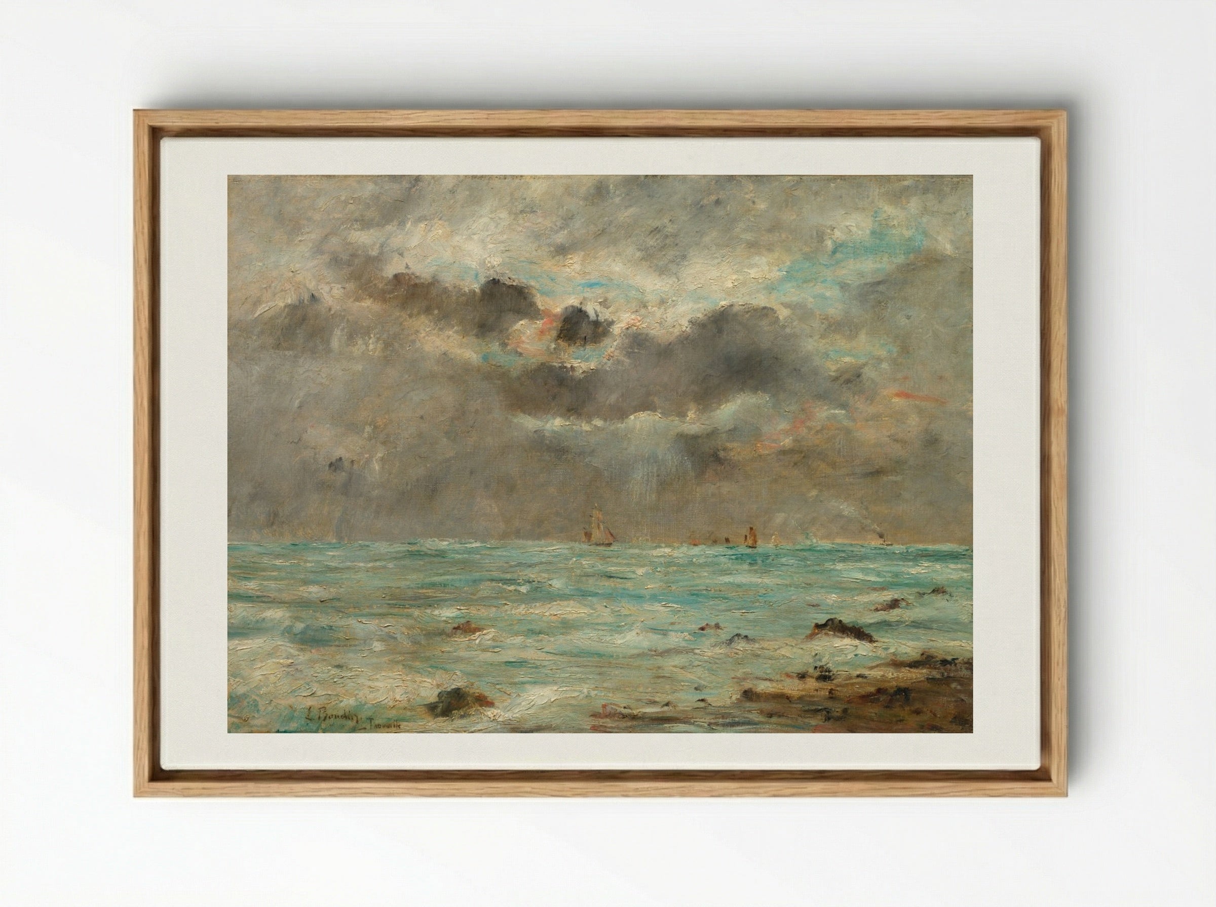 The Coast at Trouville - Eugène Boudin - Framed Canvas Wood