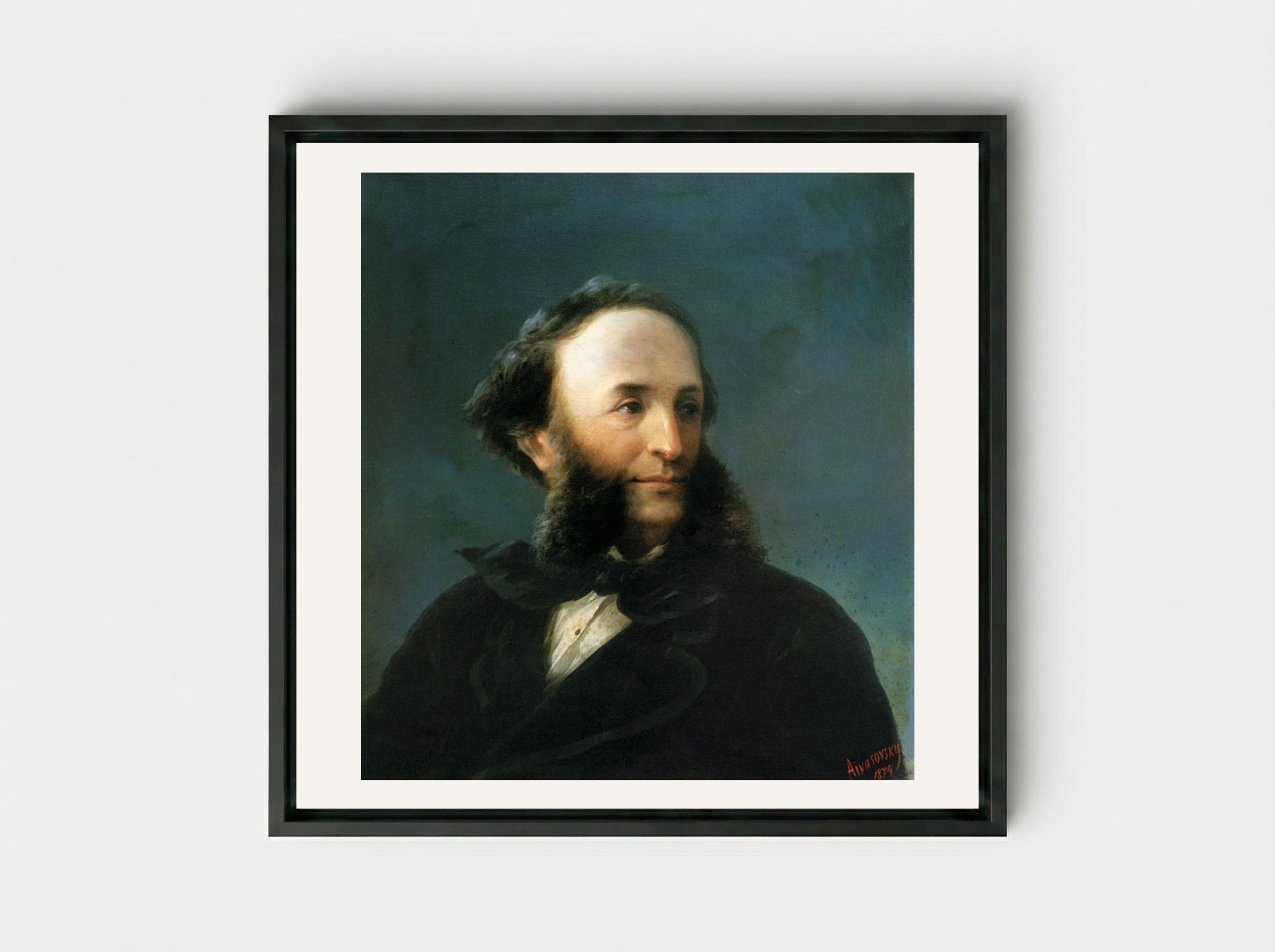 Self-portrait - Ivan Aivazovsky - Framed Canvas Black