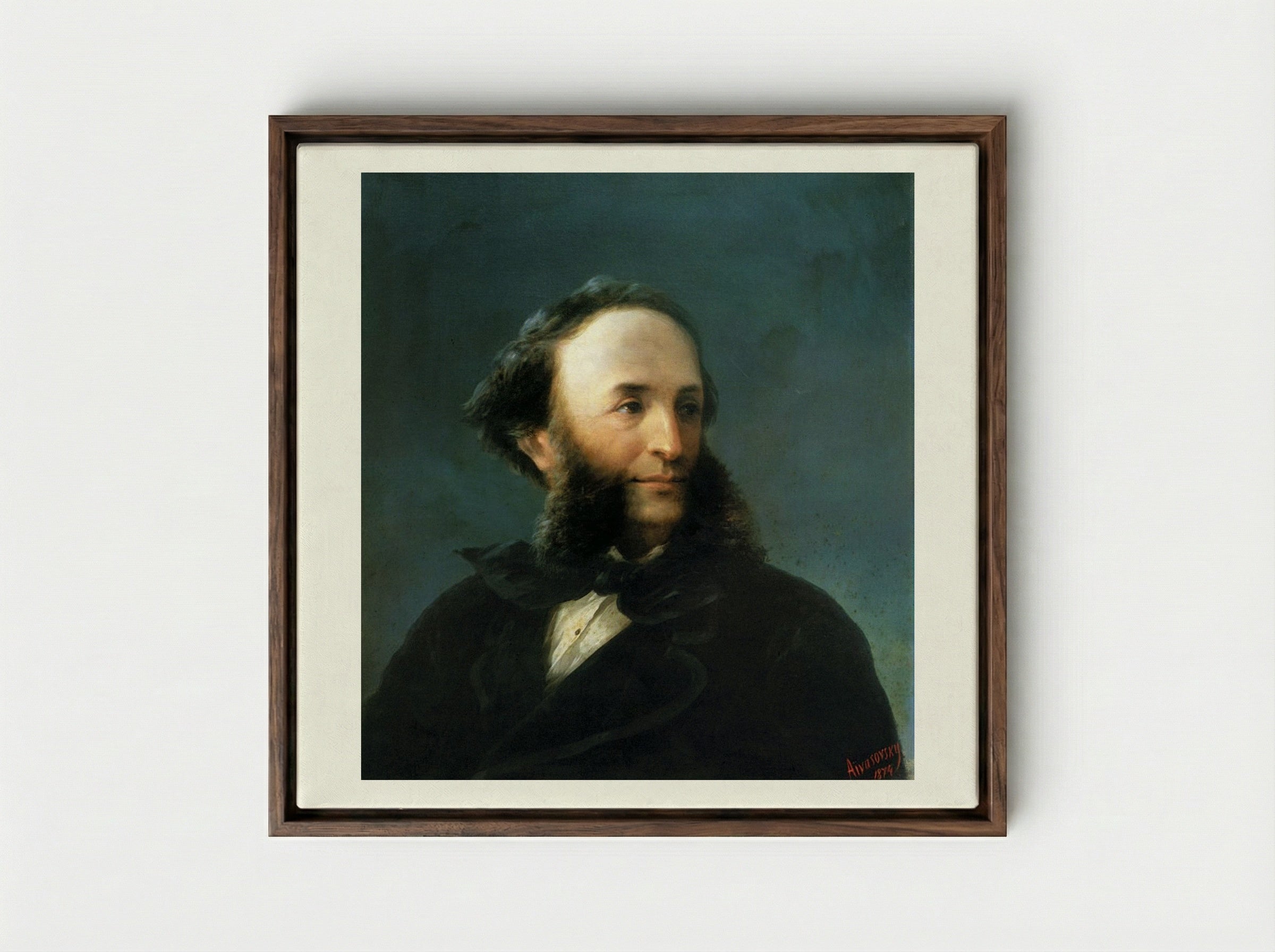 Self-portrait - Ivan Aivazovsky - Framed Canvas Dark Wood