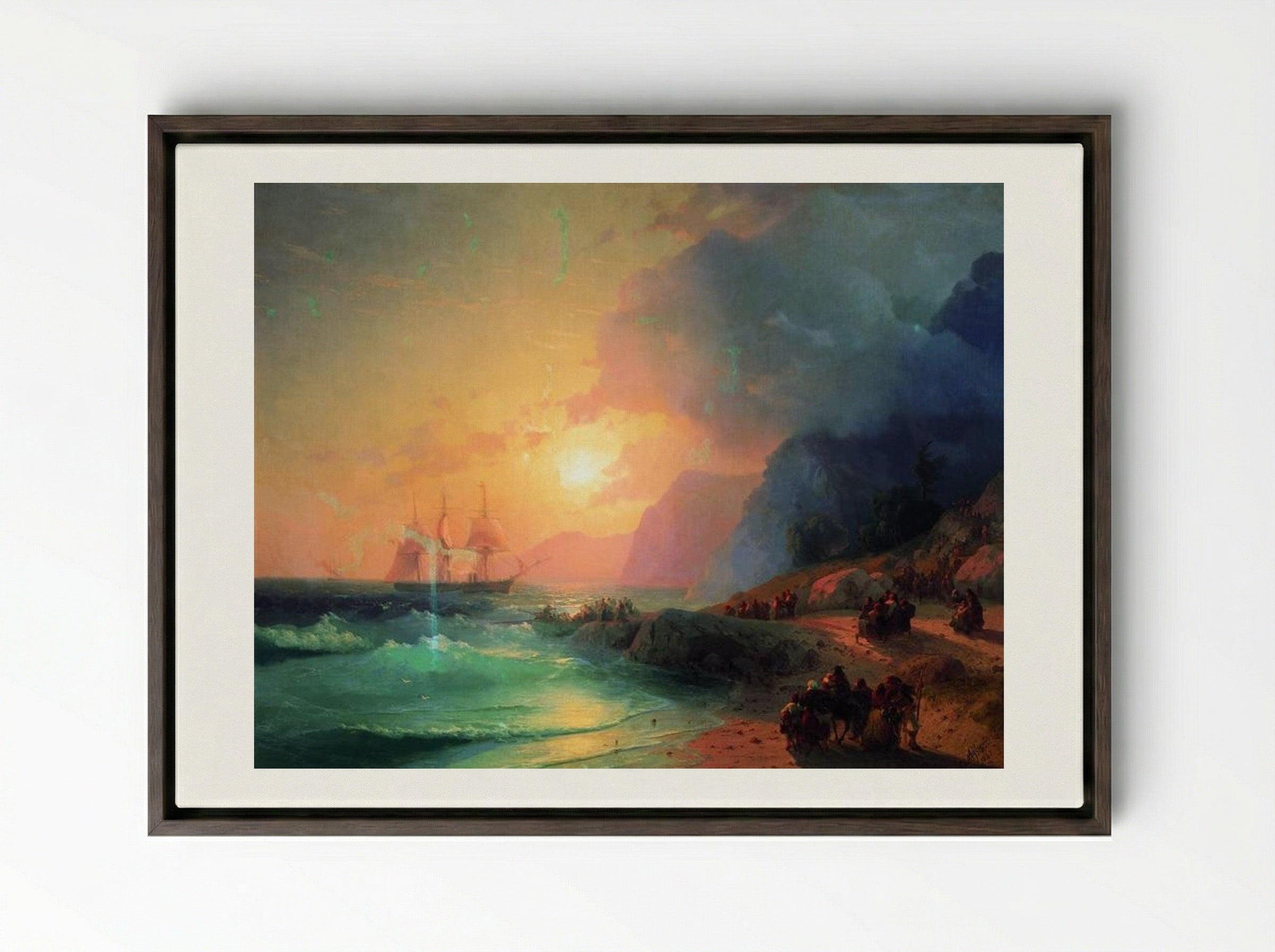 On the Island of Crete - Ivan Aivazovsky - Framed Canvas Dark Wood