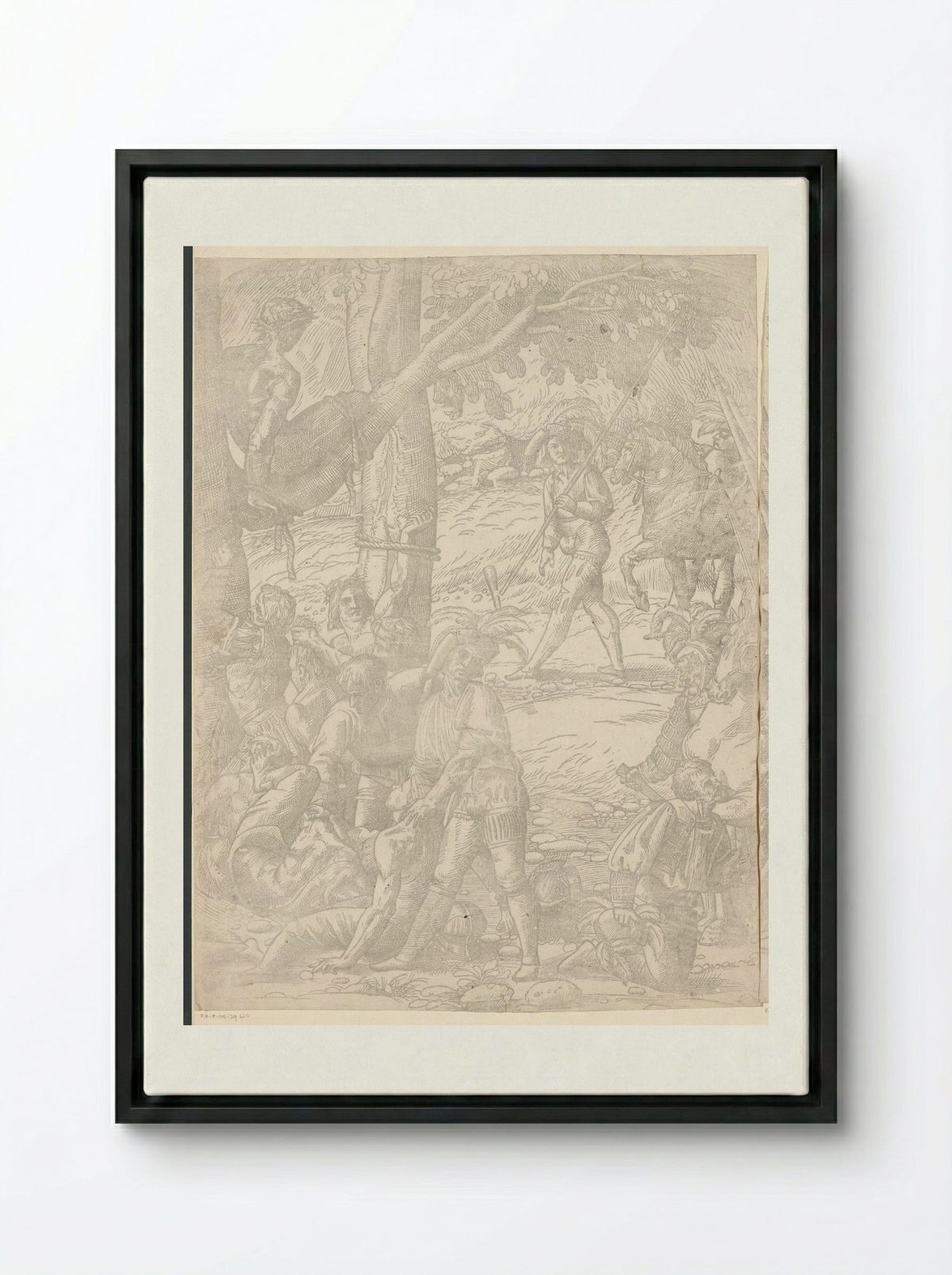 Martyrdom of the Ten Thousand (Seventh Part) - Domenico Campagnola - Framed Canvas Black