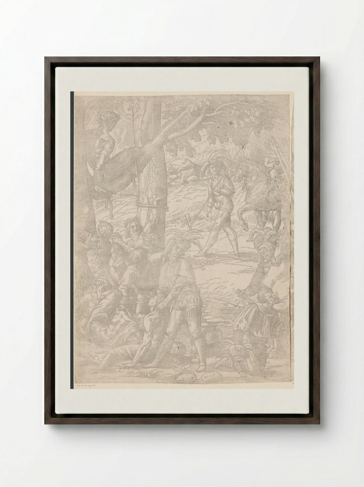 Martyrdom of the Ten Thousand (Seventh Part) - Domenico Campagnola - Framed Canvas Dark Wood