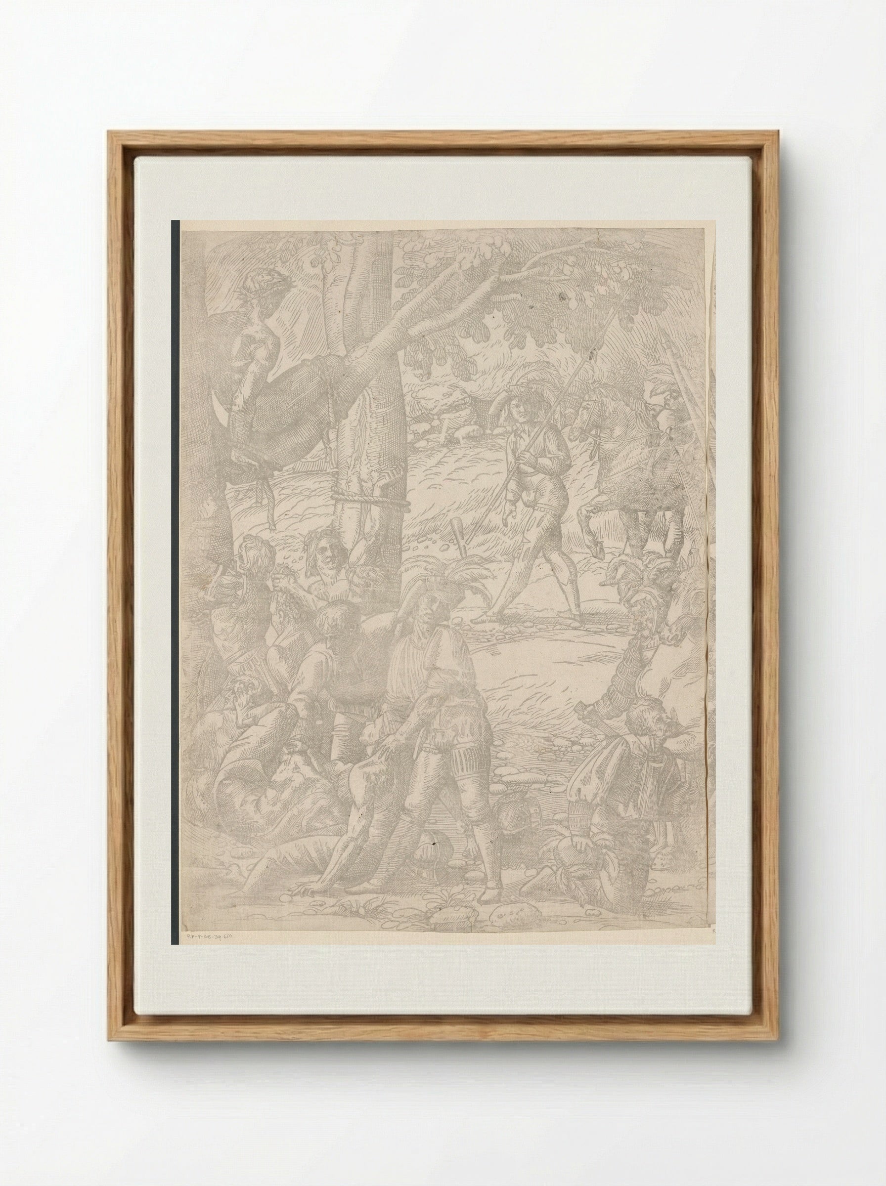 Martyrdom of the Ten Thousand (Seventh Part) - Domenico Campagnola - Framed Canvas Wood
