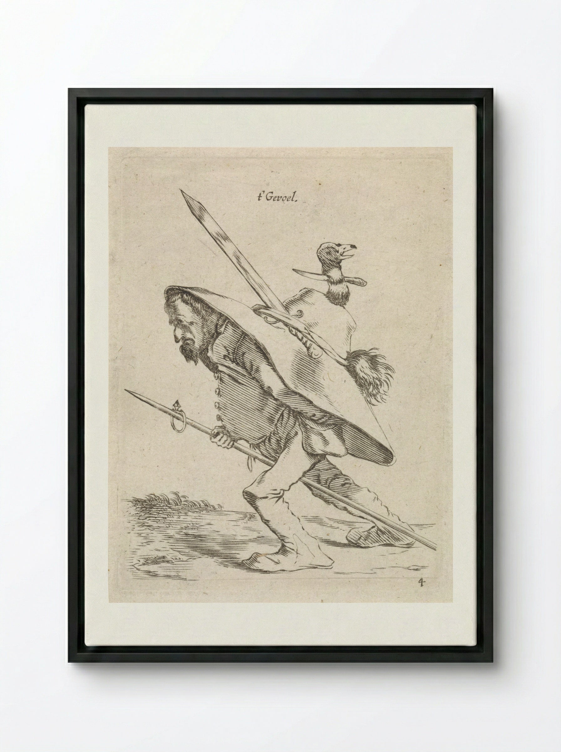 t' Gevoel (Sense of Touch) - Cornelis Saftleven - Framed Canvas Black