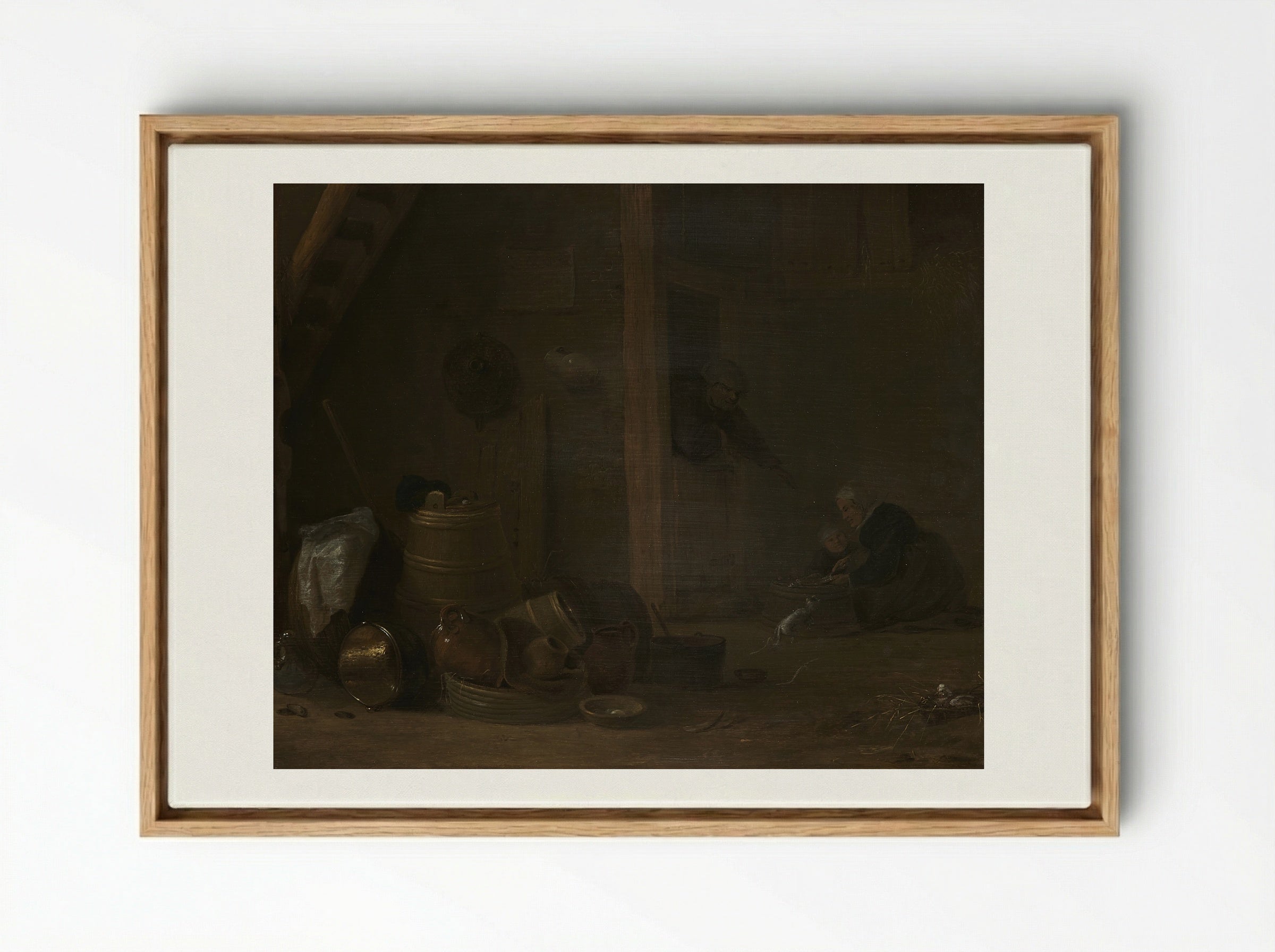 A Barn Interior with Two Goats - Cornelis Saftleven - Framed Canvas Wood