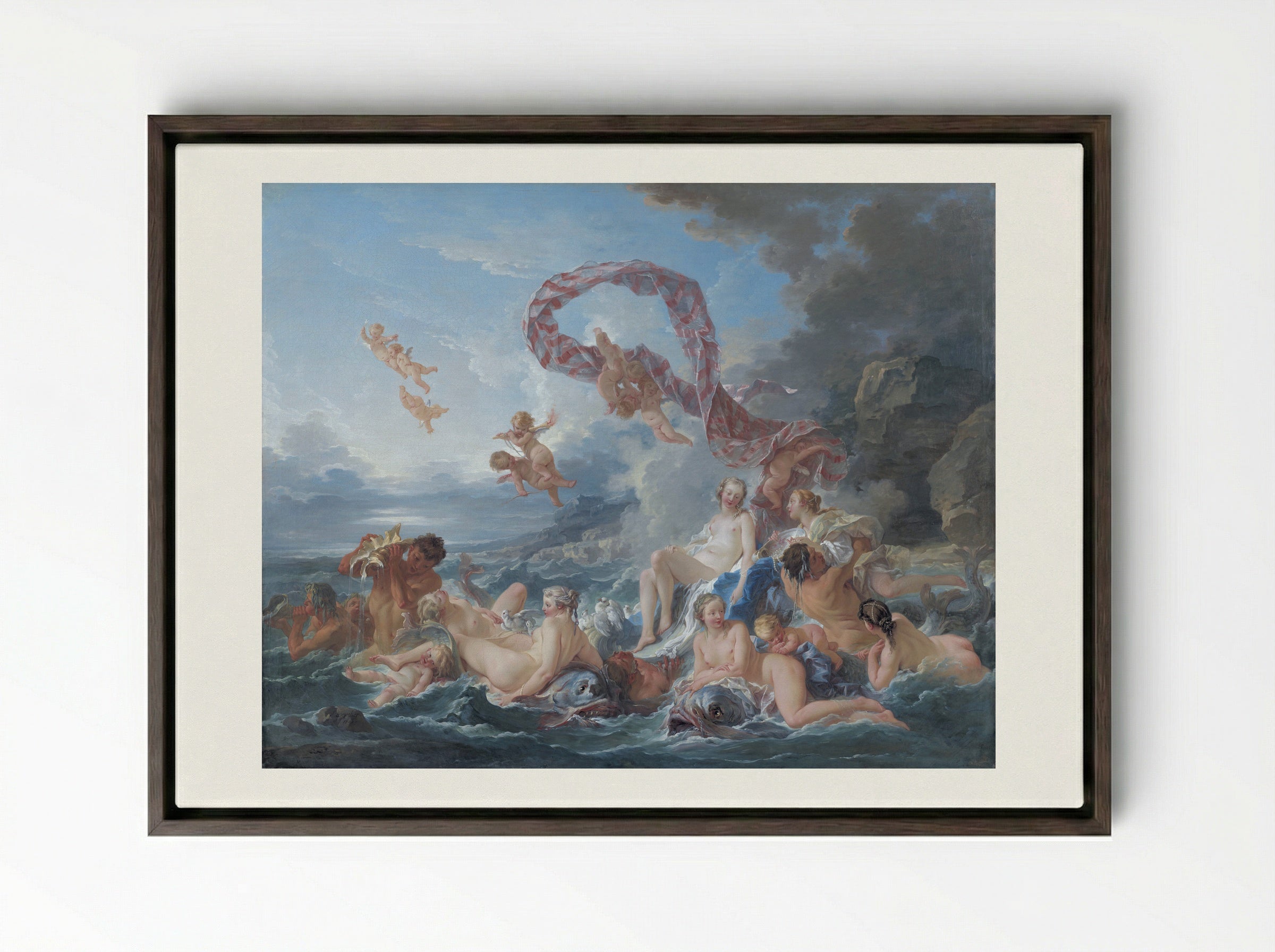 The Birth and Triumph of Venus - François Boucher - Framed Canvas Dark Wood