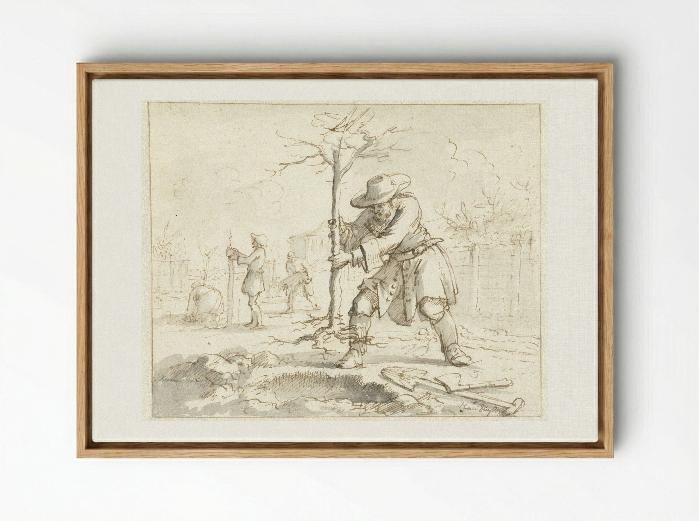 Het planten van bomen - Jan Luyken - Framed Canvas Wood