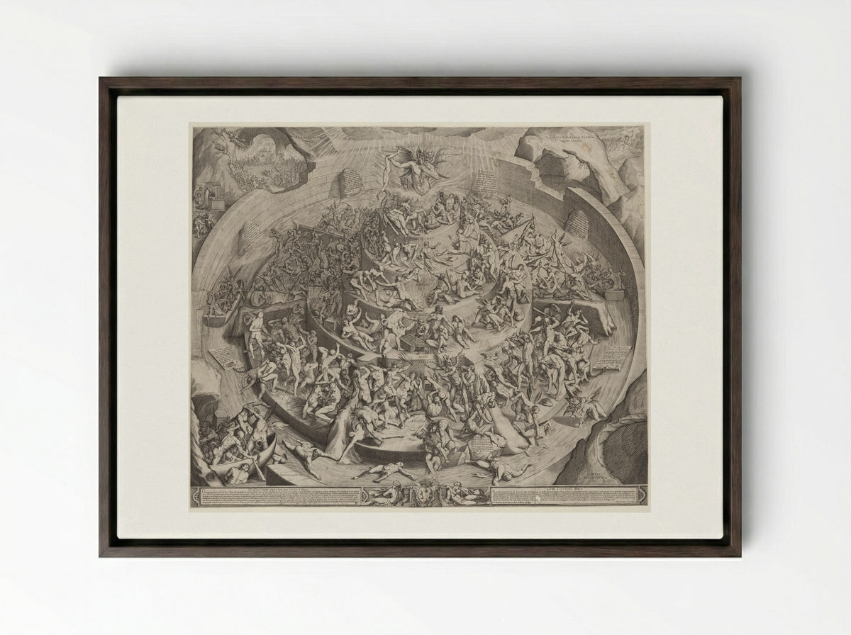 The Inferno According to Dante - Jacques Callot - Framed Canvas Dark Wood