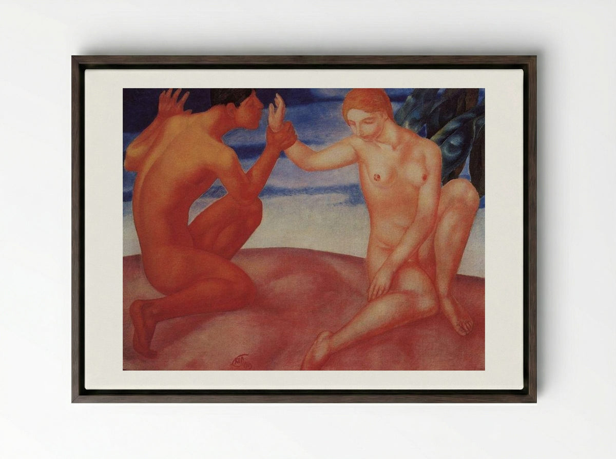Youth (Kiss) - Kuzma Petrov-Vodkin - Framed Canvas Dark Wood