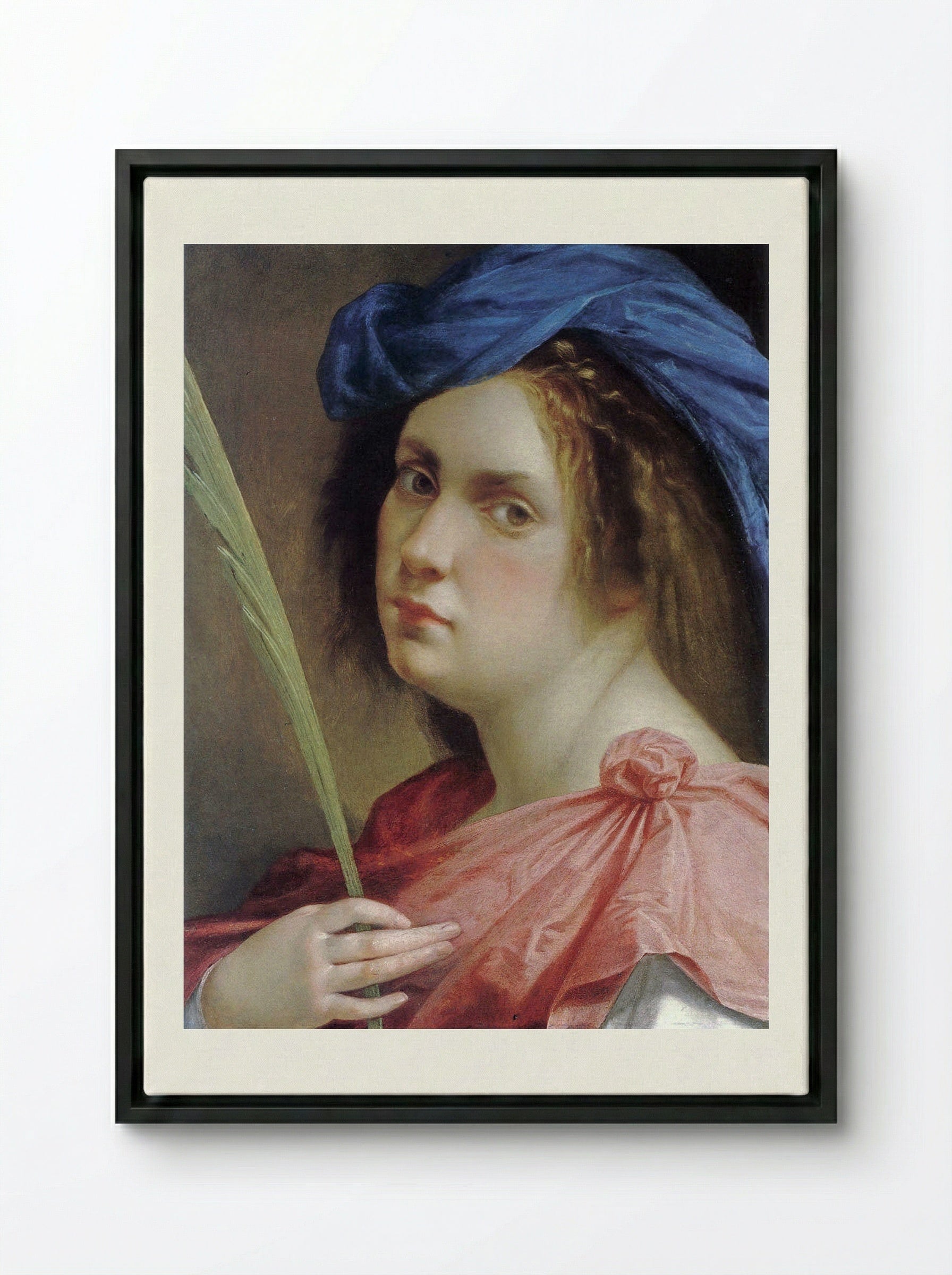 Self-portrait as a Female Martyr - Artemisia Gentileschi - Framed Canvas Black