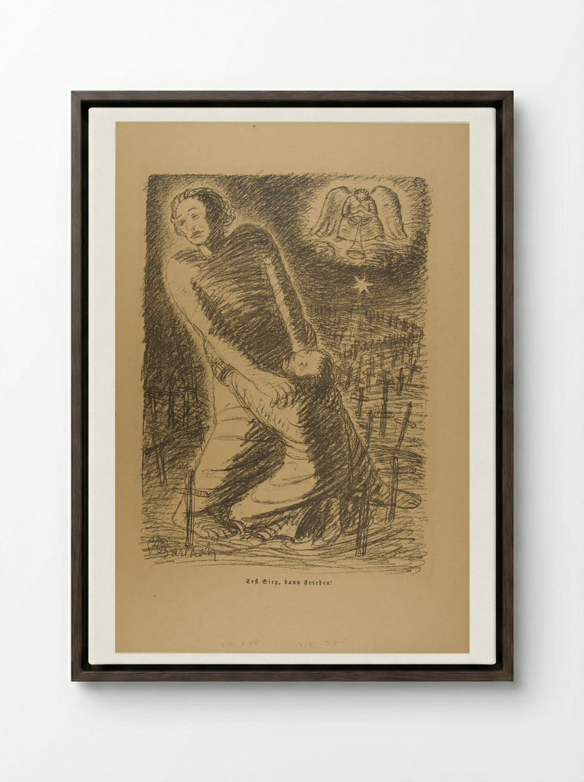 First Victory; Then Peace - Ernst Barlach - Framed Canvas Dark Wood
