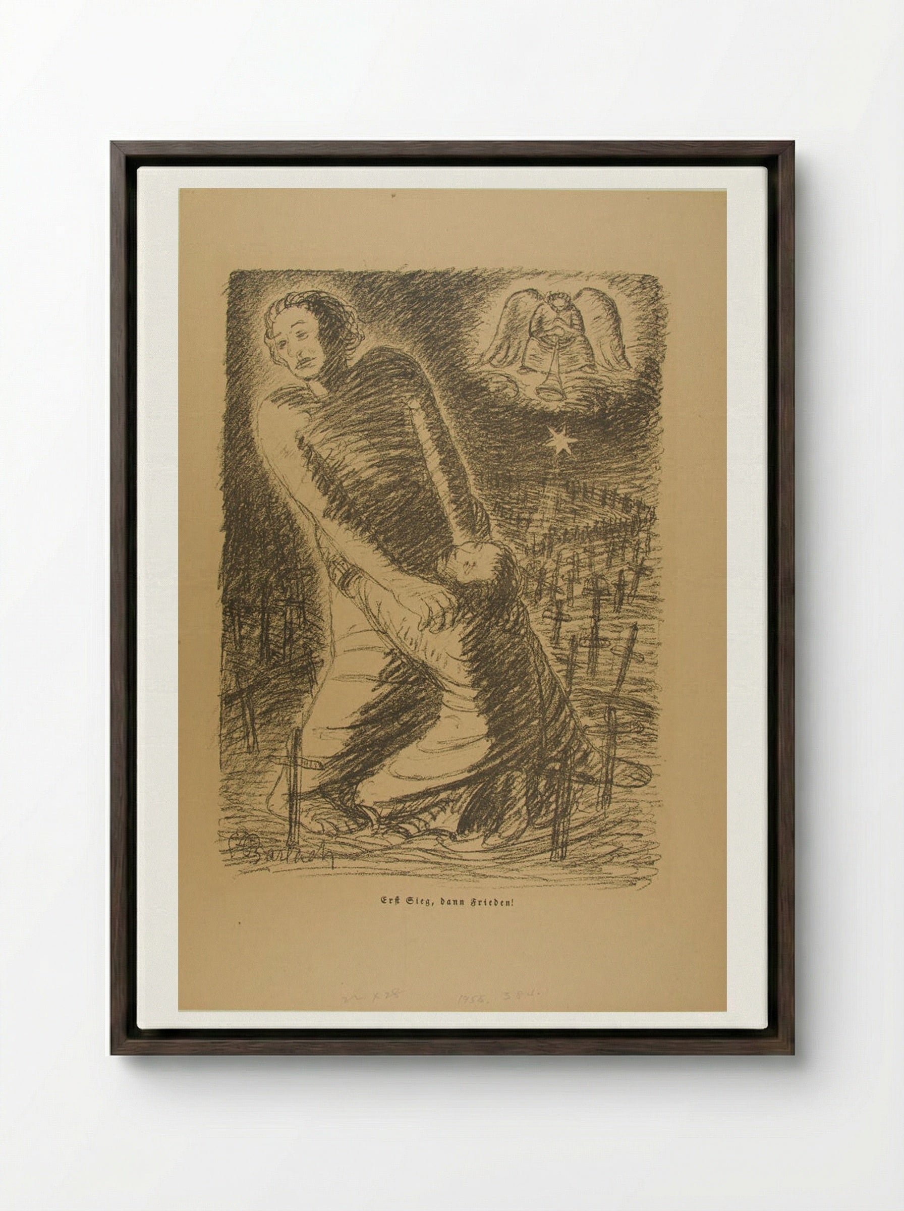 First Victory; Then Peace - Ernst Barlach - Framed Canvas Dark Wood