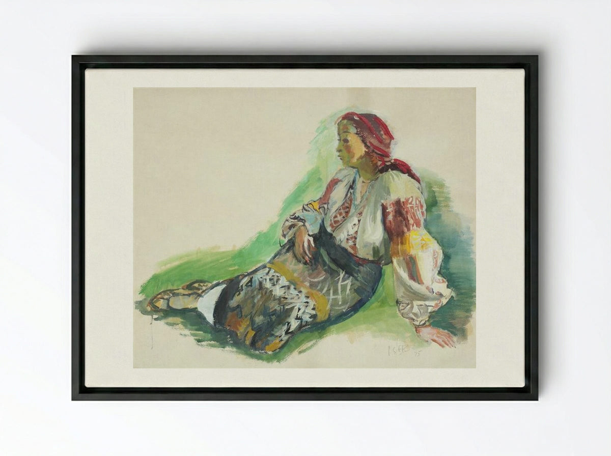 Woman from Muscel - Iosif Iser - Framed Canvas Black