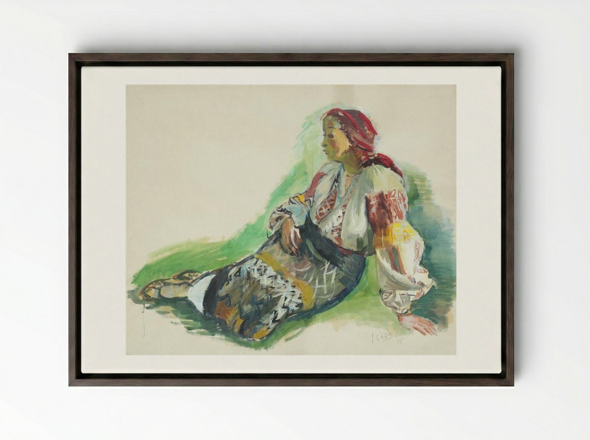 Woman from Muscel - Iosif Iser - Framed Canvas Dark Wood