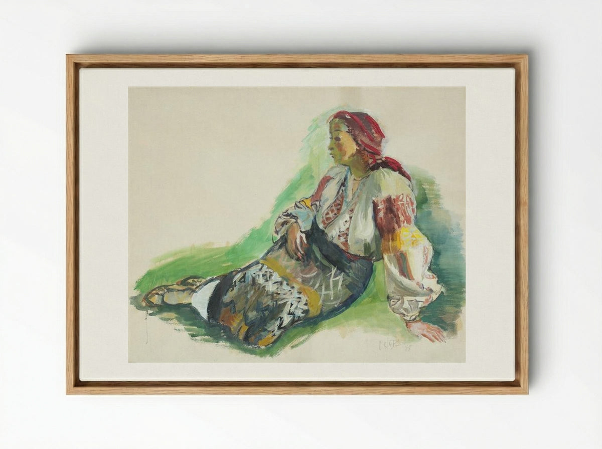 Woman from Muscel - Iosif Iser - Framed Canvas Wood