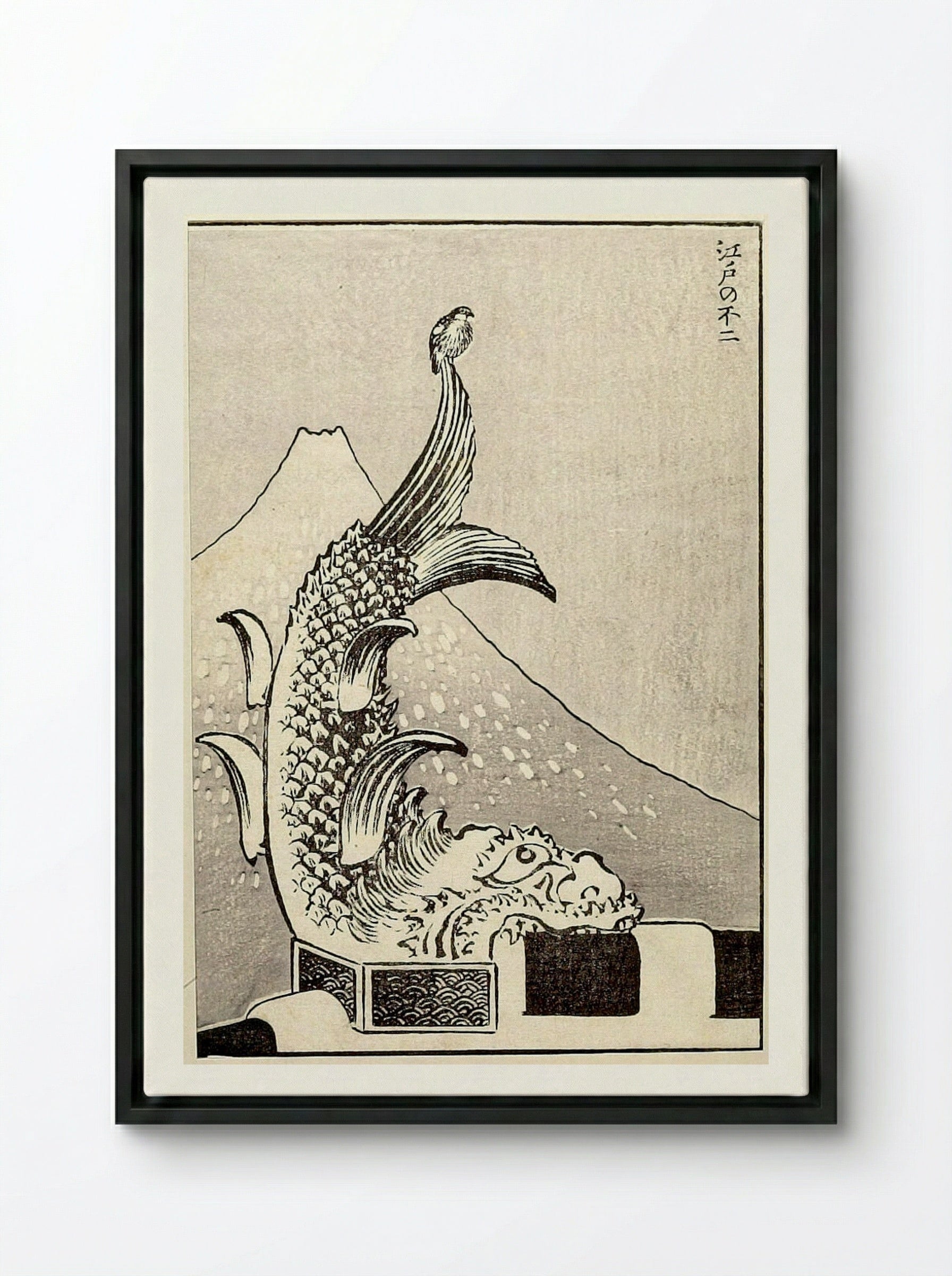 Fuji from Edo - Katsushika Hokusai - Framed Canvas Black