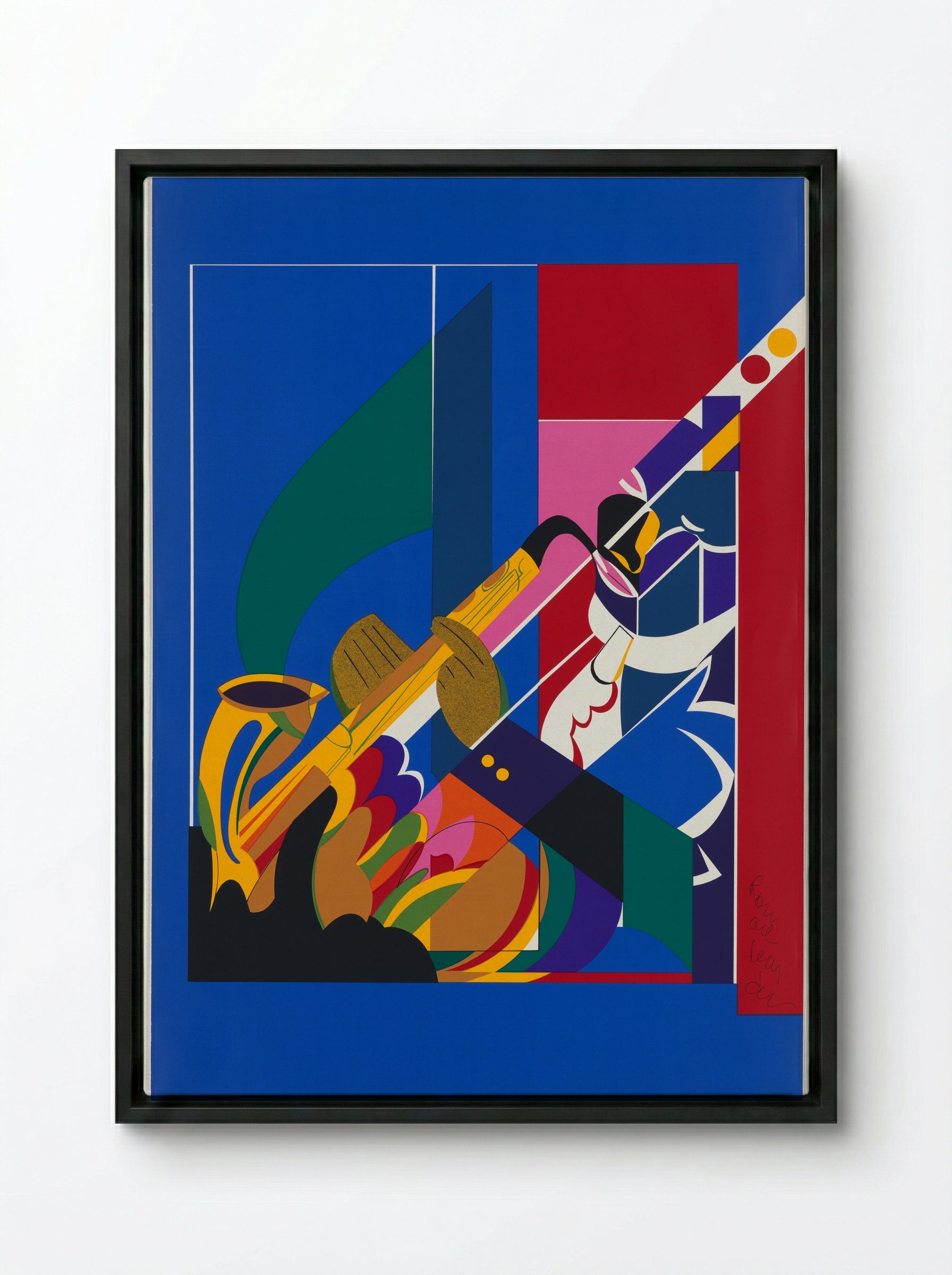 Alto Saxophone - Romare Bearden - Framed Canvas Black
