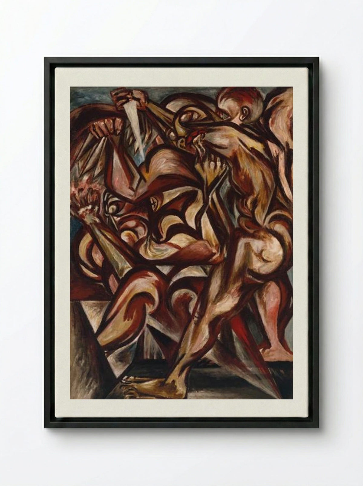 Man with Knife - Jackson Pollock - Framed Canvas Black