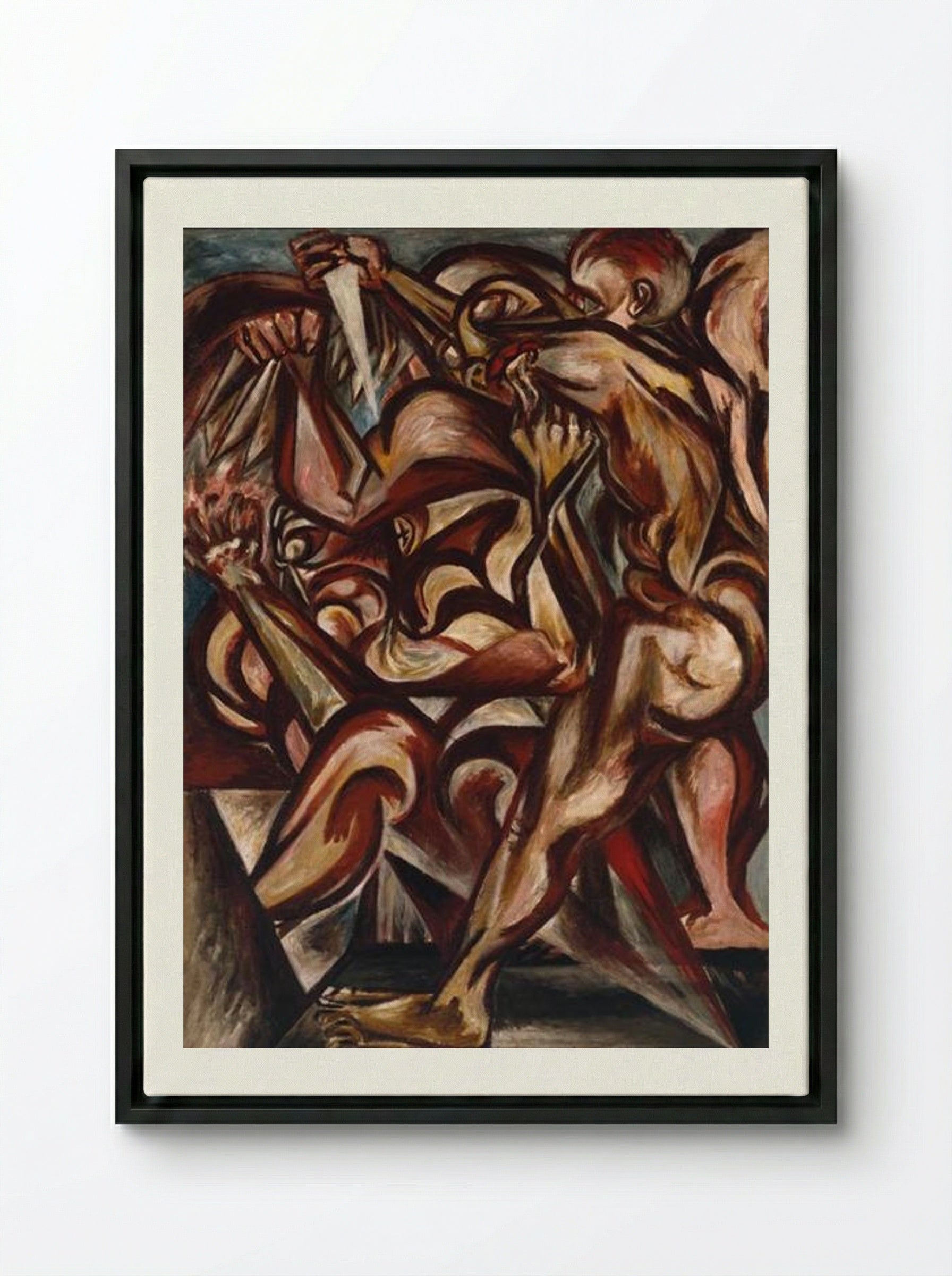 Man with Knife - Jackson Pollock - Framed Canvas Black