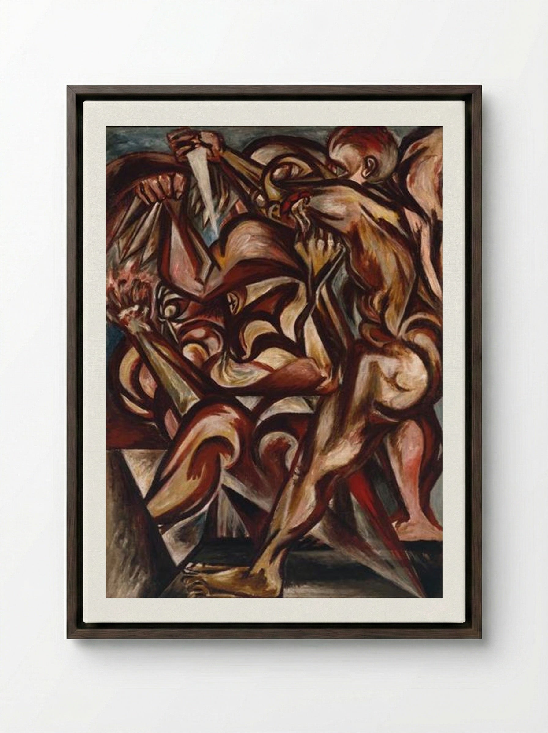 Man with Knife - Jackson Pollock - Framed Canvas Dark Wood