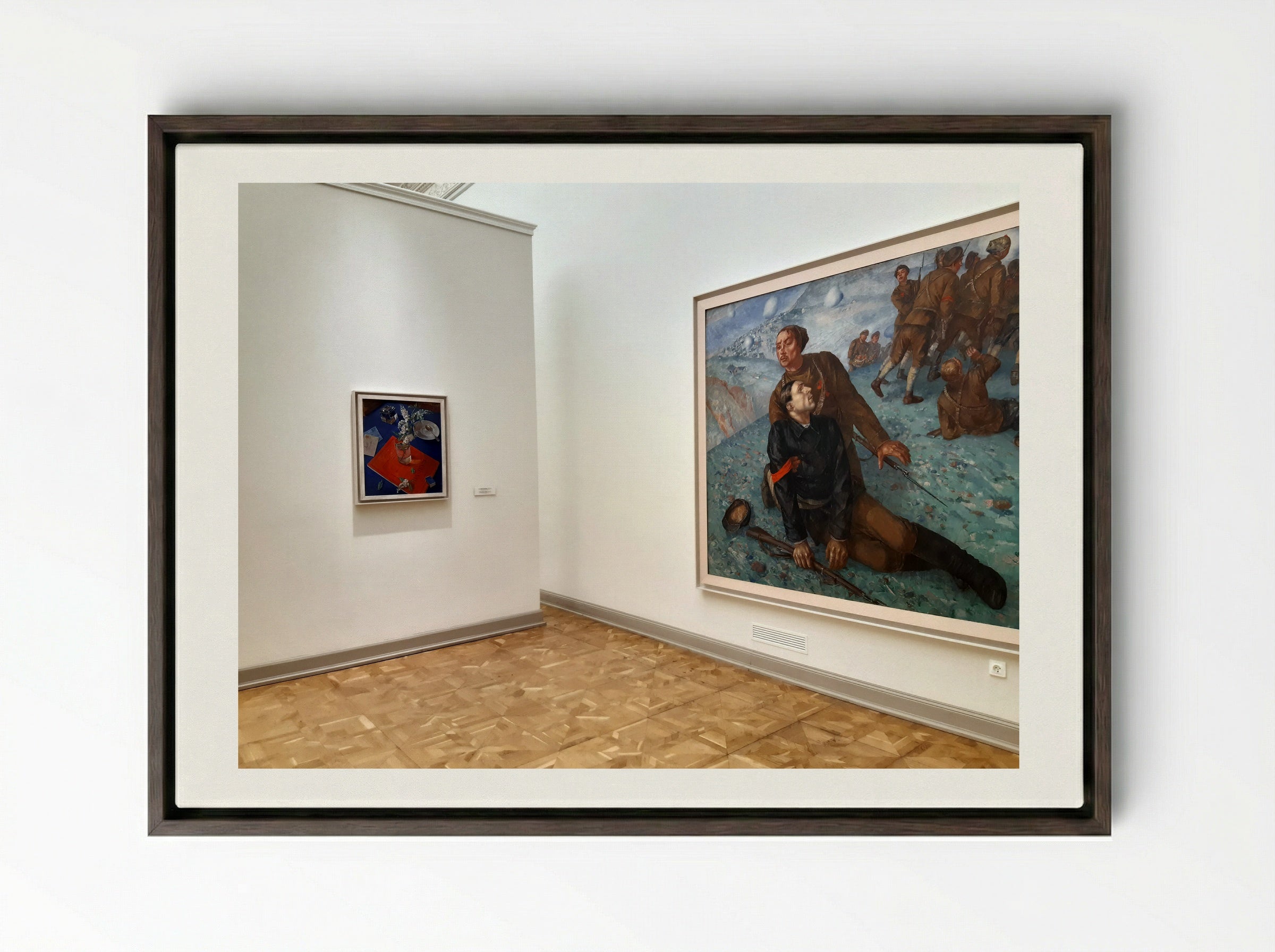 Death of a Commissar - Kuzma Petrov-Vodkin - Framed Canvas Dark Wood