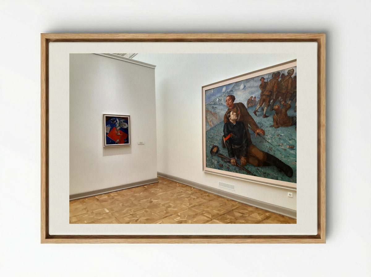 Death of a Commissar - Kuzma Petrov-Vodkin - Framed Canvas Wood
