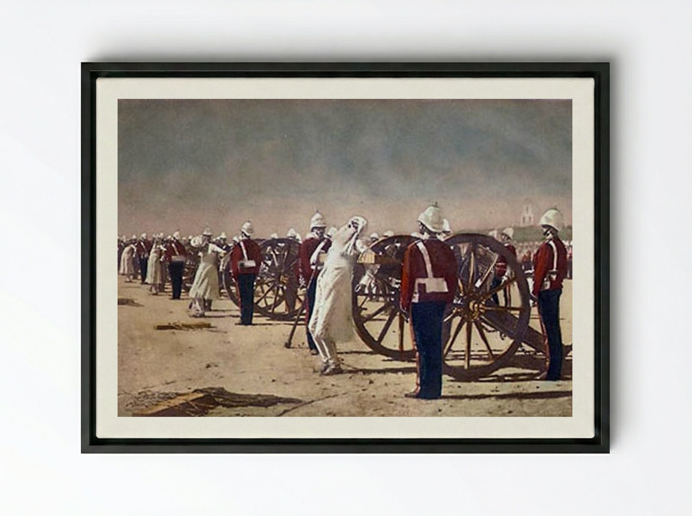 Blowing from Guns in British India - Vasily Vereshchagin - Framed Canvas Black