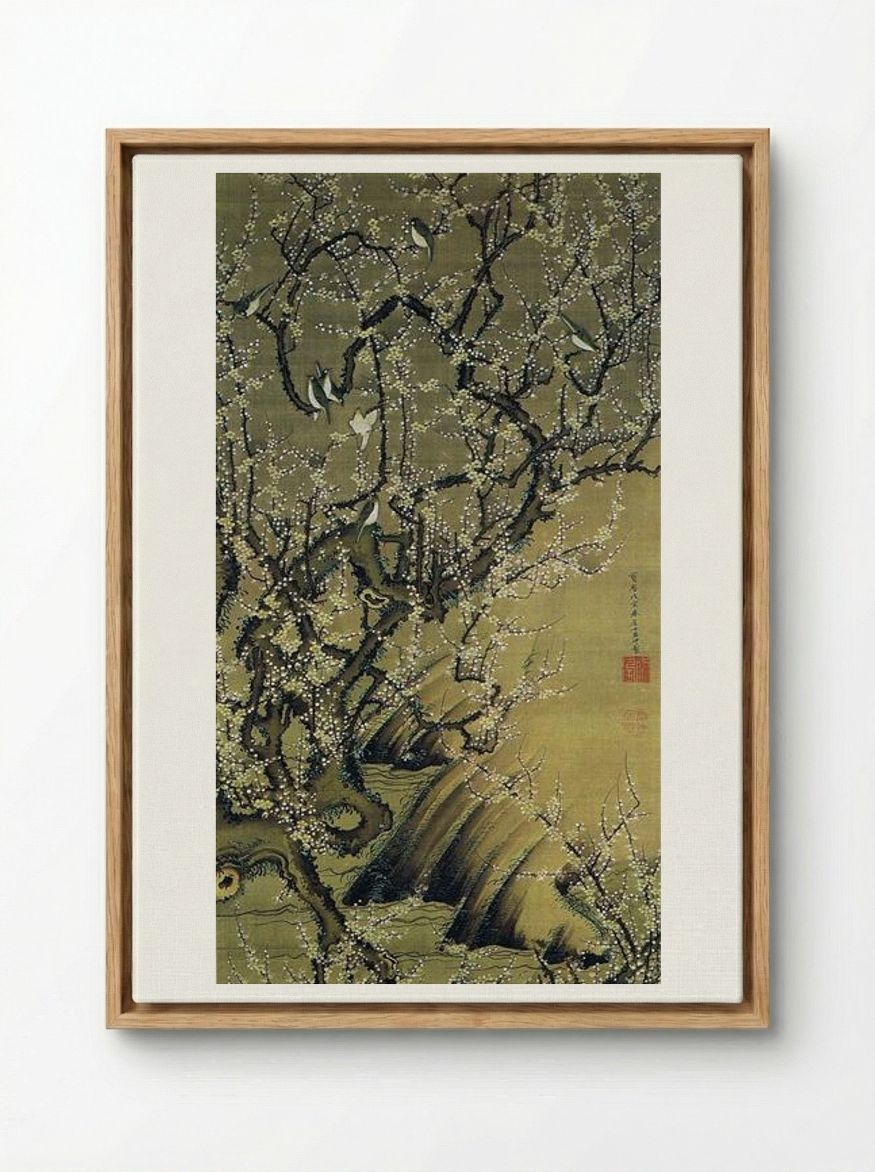 Baika shokinzu - Ito Jakuchu - Framed Canvas Wood