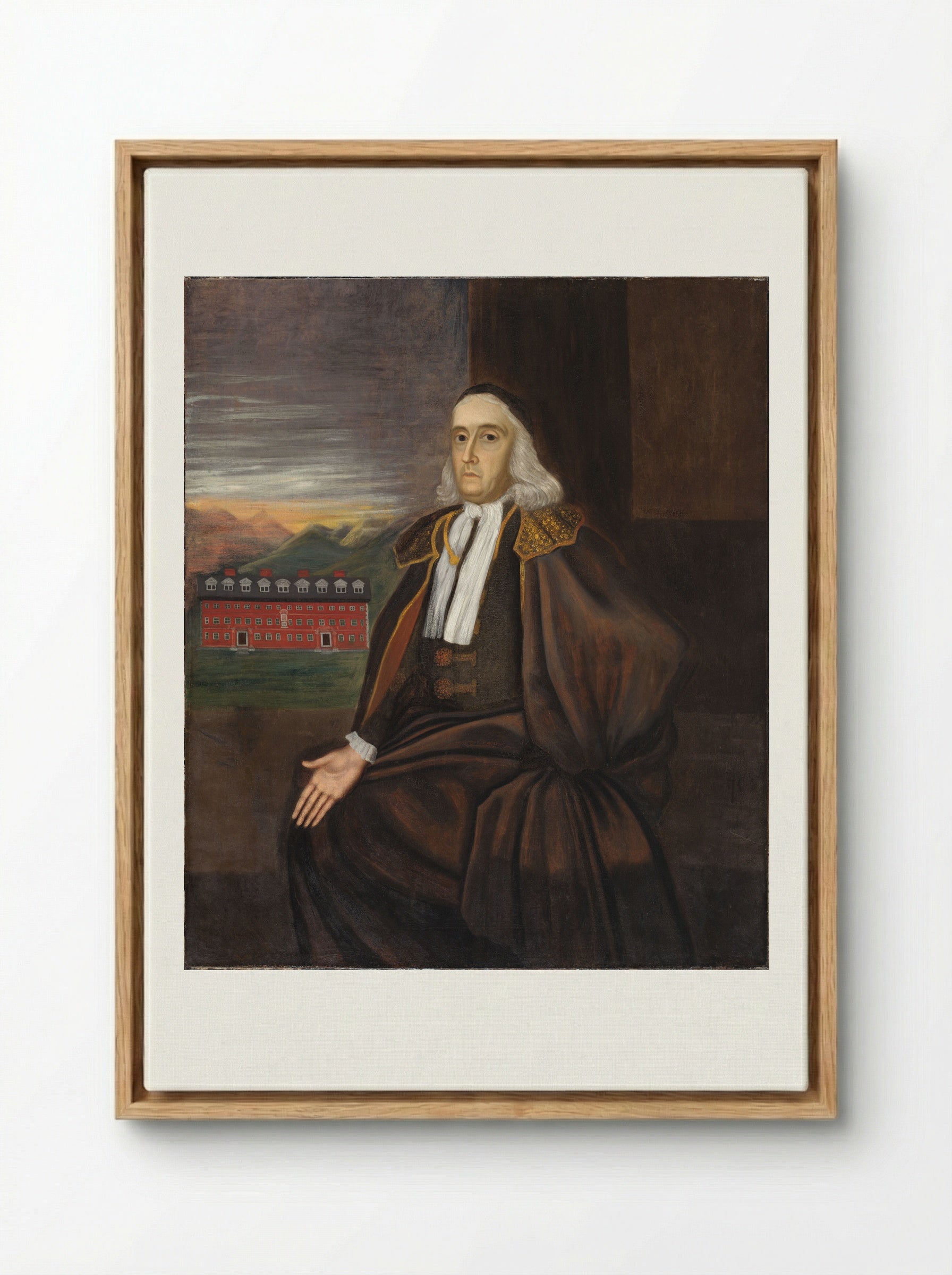 Portrait of William Stoughton - Unidentified Artist - Framed Canvas Wood