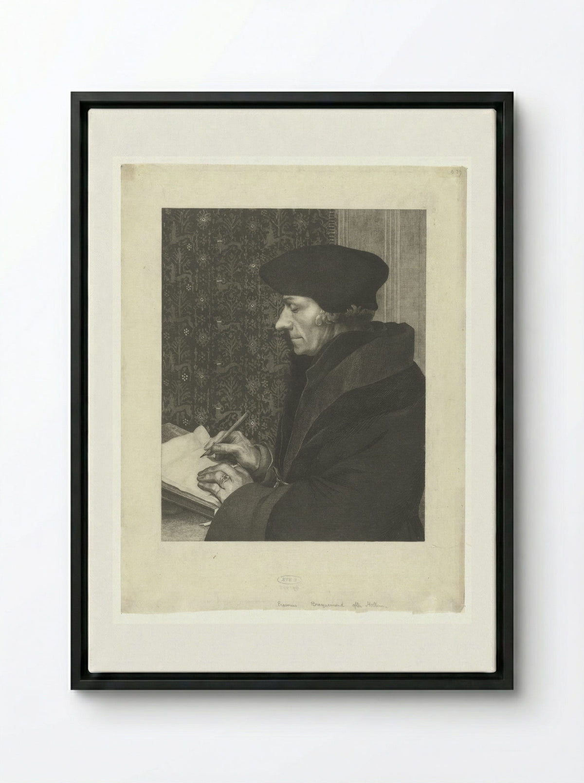 Portret van Desiderius Erasmus - Félix Bracquemond - Framed Canvas Black