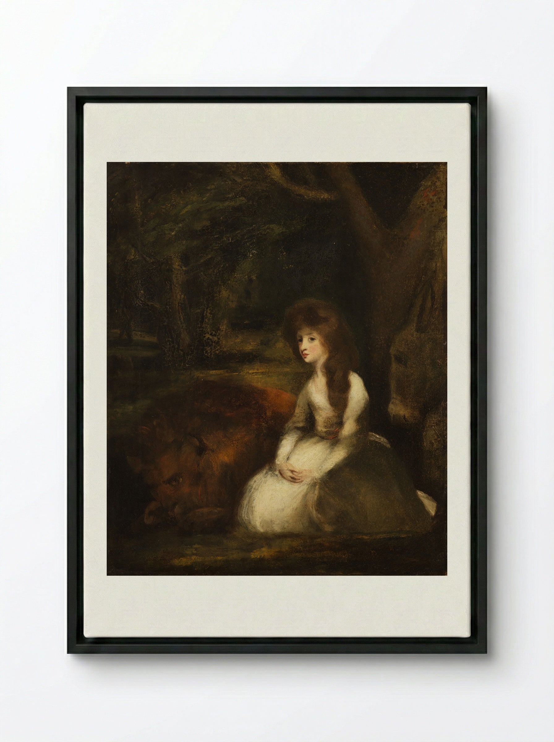 Miss Elizabeth Beauclerc as Una with the Lion - Sir Joshua Reynolds - Framed Canvas Black