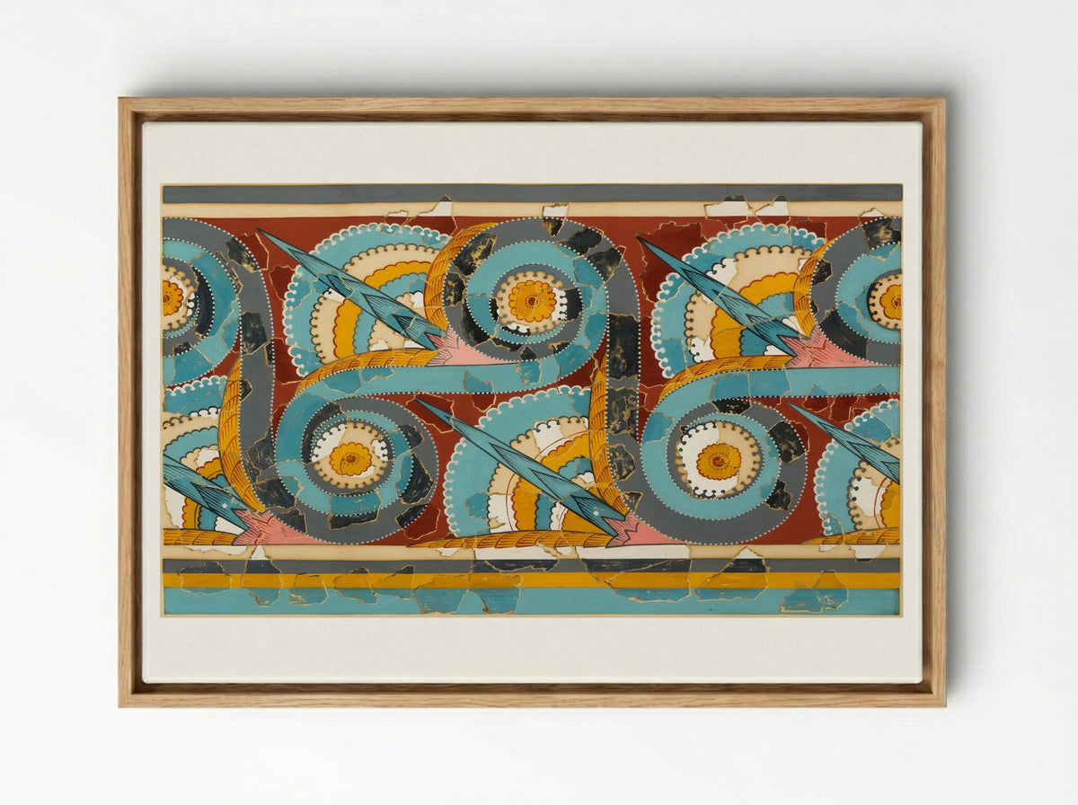 Ornamental Frieze (after a wall painting from the Palace of Tiryns, Argolis) - Fine Art Print - Framed Canvas Wood