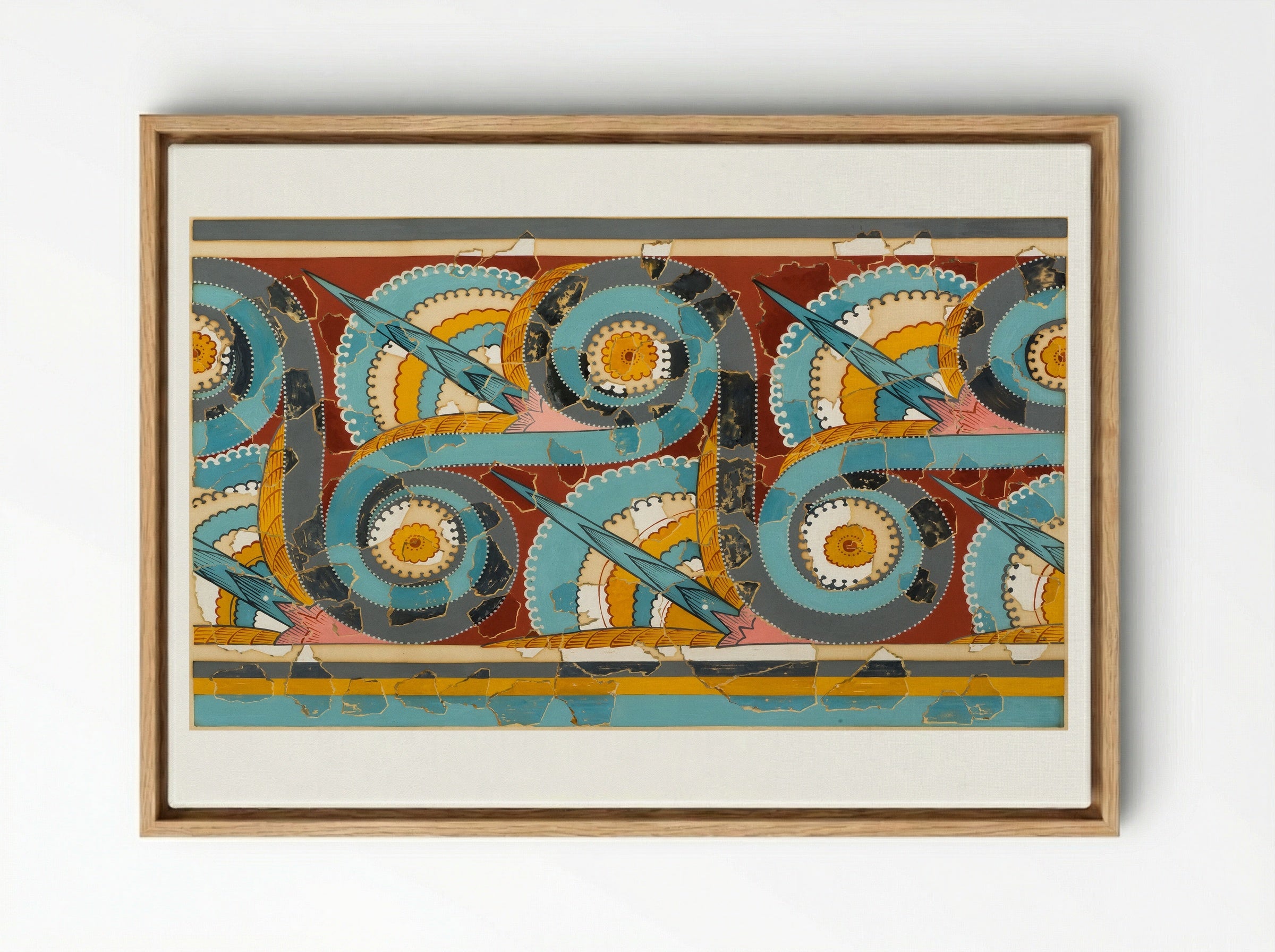 Ornamental Frieze (after a wall painting from the Palace of Tiryns, Argolis) - Fine Art Print - Framed Canvas Wood