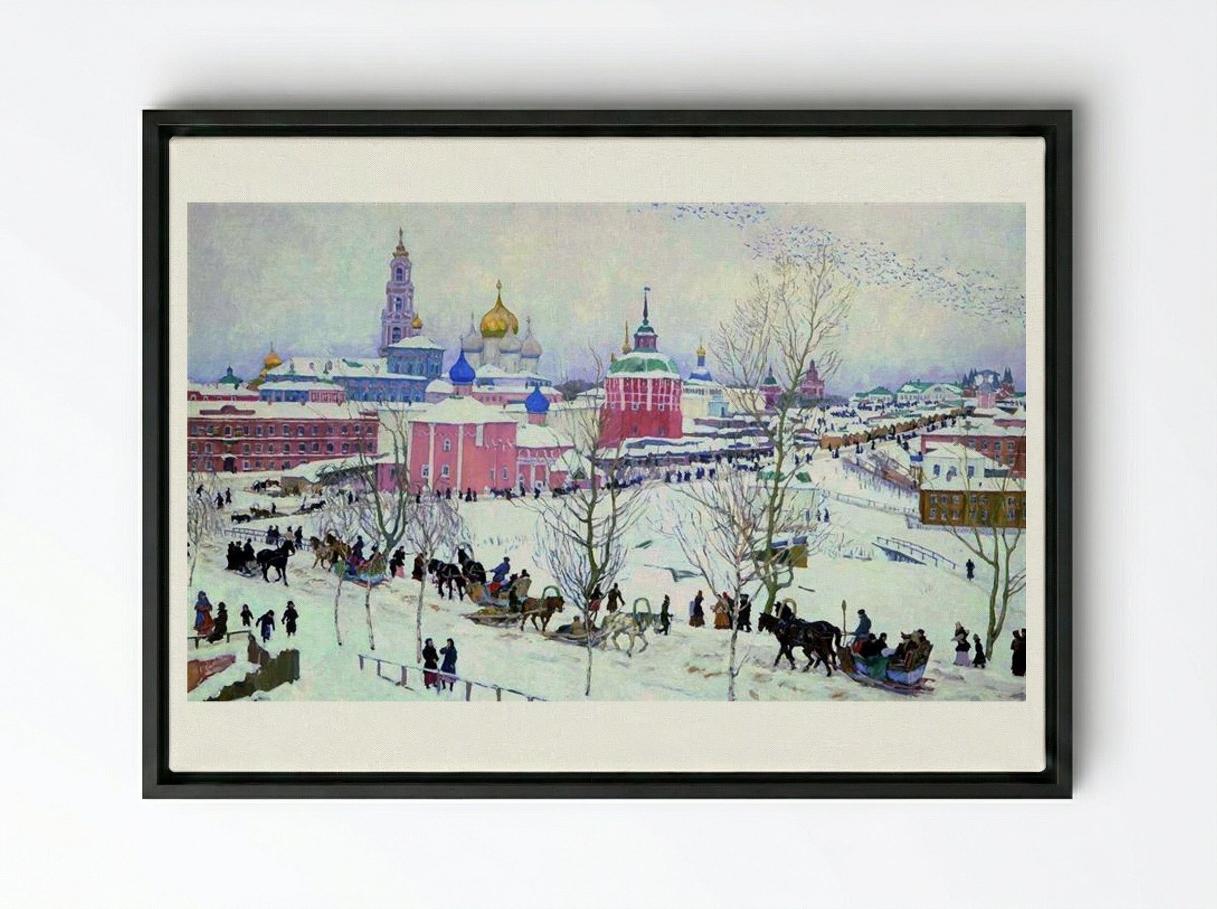 The Troitse-Sergiyev Monastery in Winter - Konstantin Yuon - Framed Canvas Black