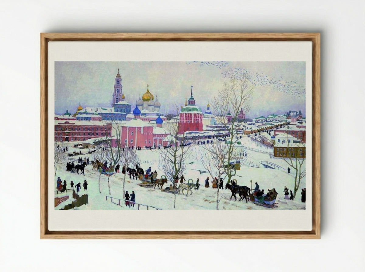 The Troitse-Sergiyev Monastery in Winter - Konstantin Yuon - Framed Canvas Wood