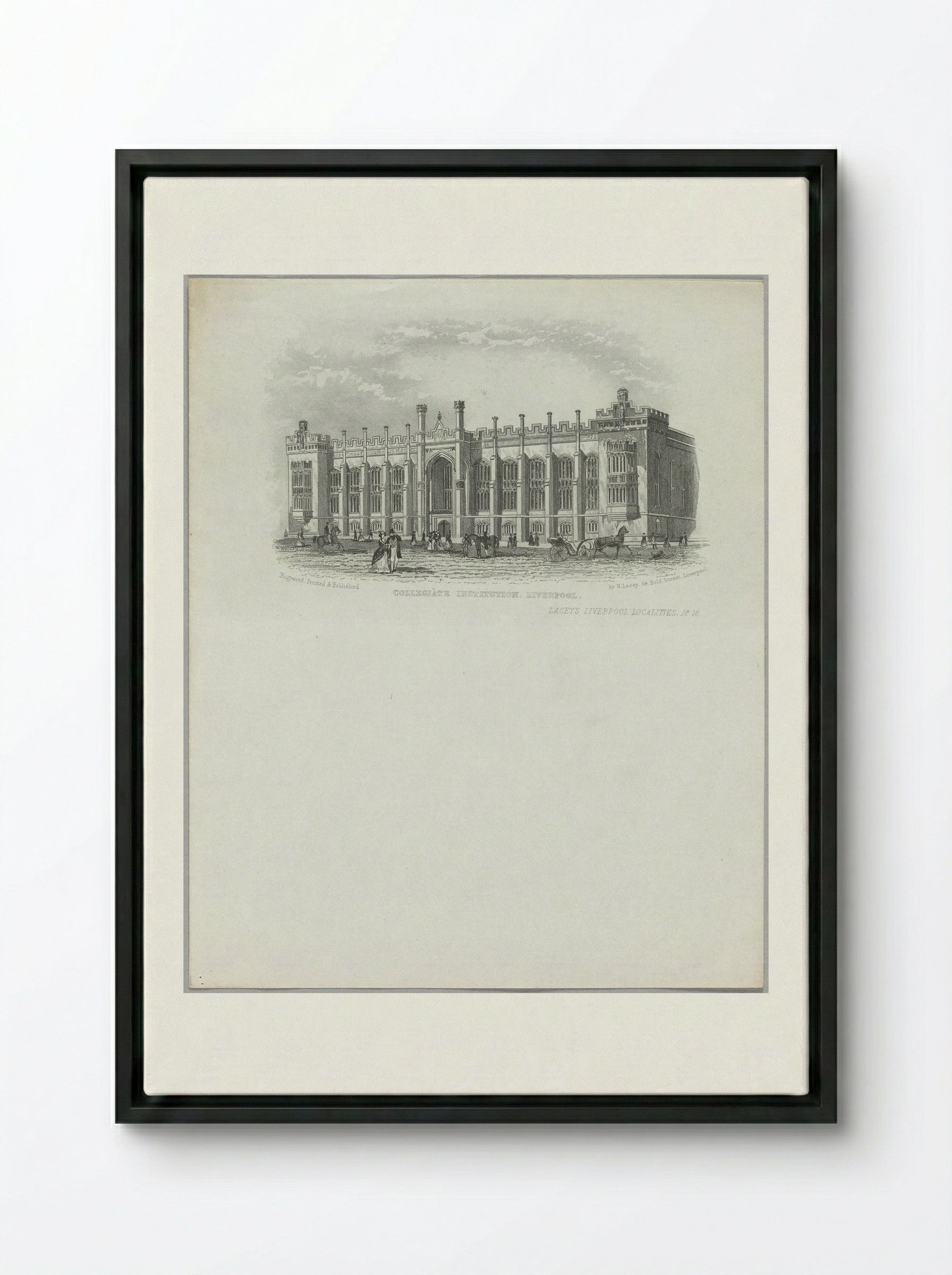 Collegiate Institution, Liverpool - Fine Art Print - Framed Canvas Black