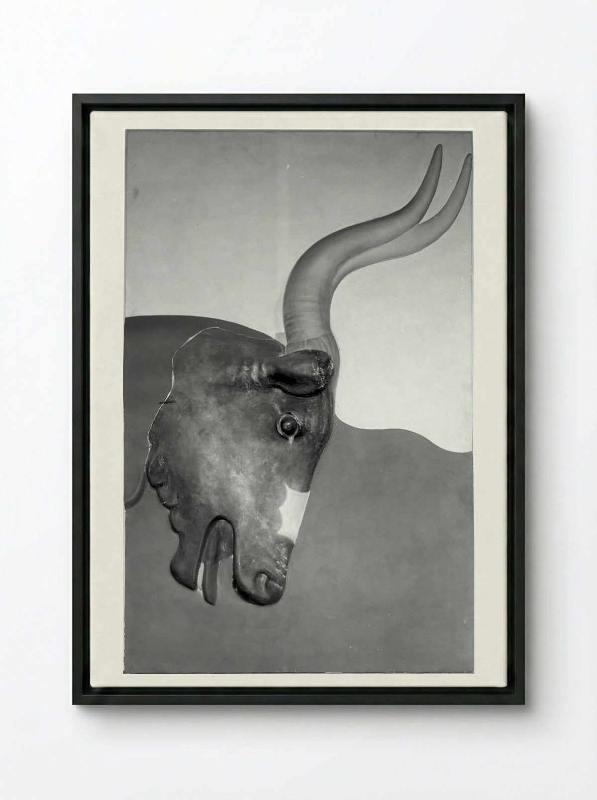 Untitled (Bull Relief and Fresco Reproduction) - Solis Prints - Framed Canvas Black
