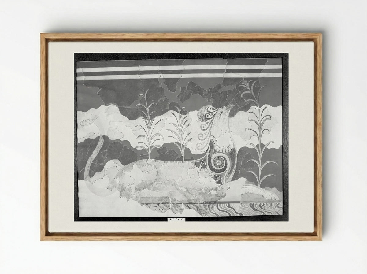 Griffin (after a fresco from the Throne Room in the Palace of Knossos, Crete) - Fine Art Print - Framed Canvas Wood