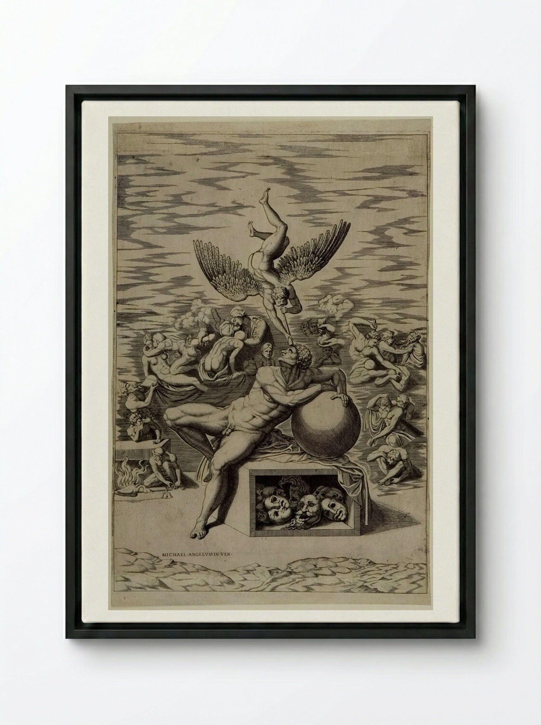 The Dream of Human Life - Nicolas Beatrizet - Framed Canvas Black