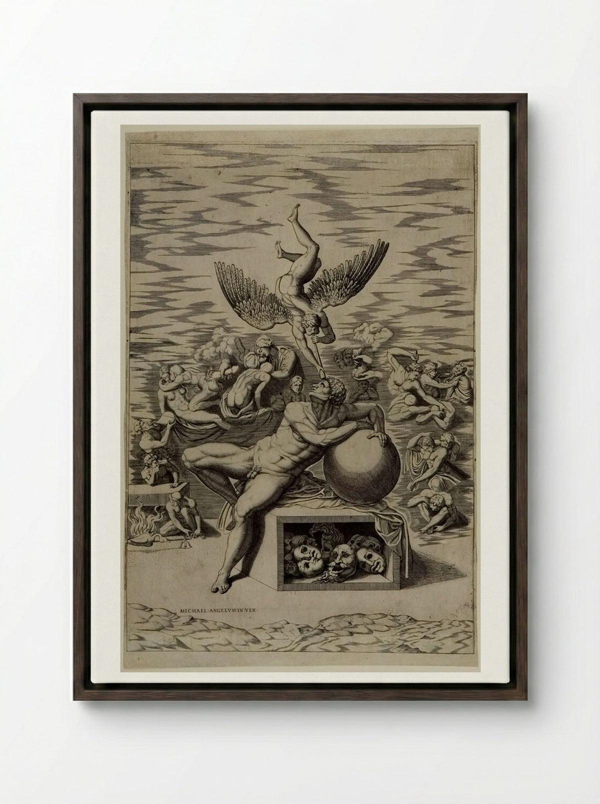 The Dream of Human Life - Nicolas Beatrizet - Framed Canvas Dark Wood