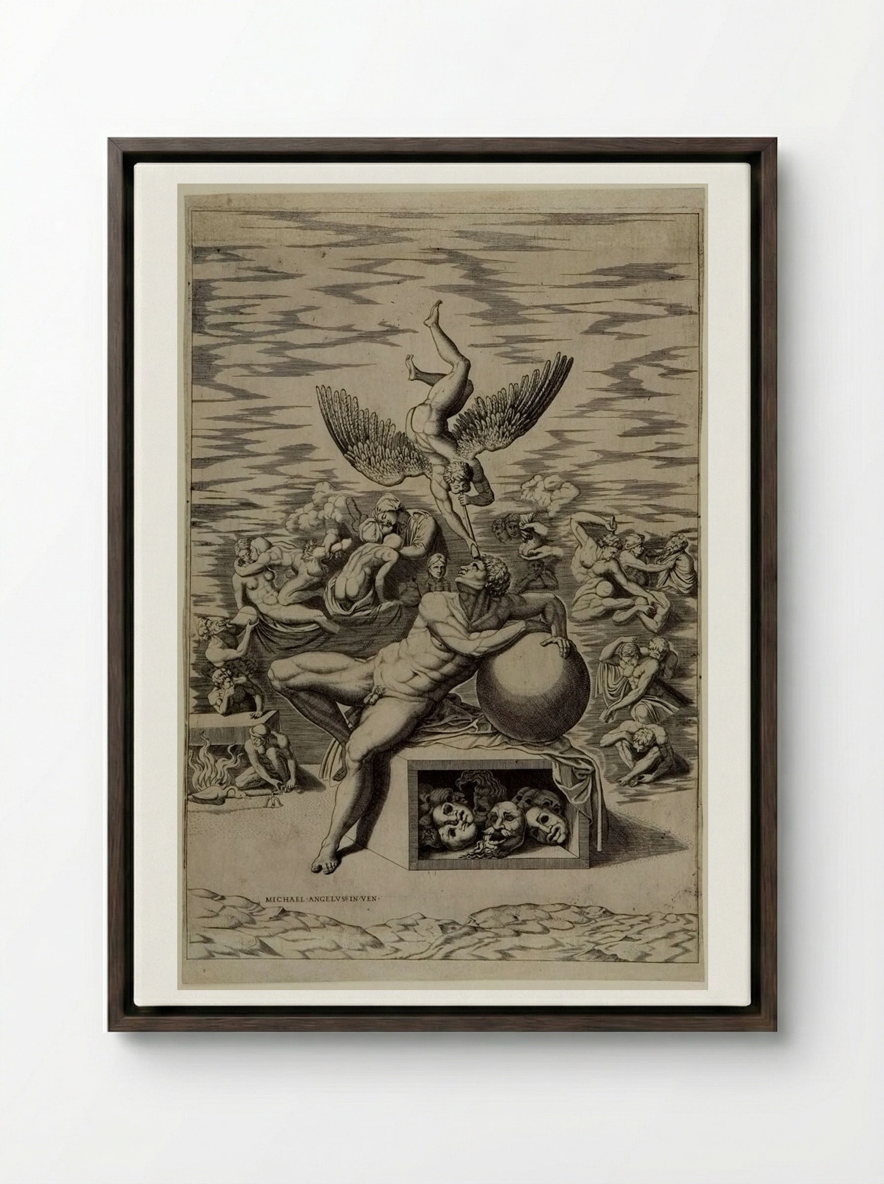 The Dream of Human Life - Nicolas Beatrizet - Framed Canvas Dark Wood