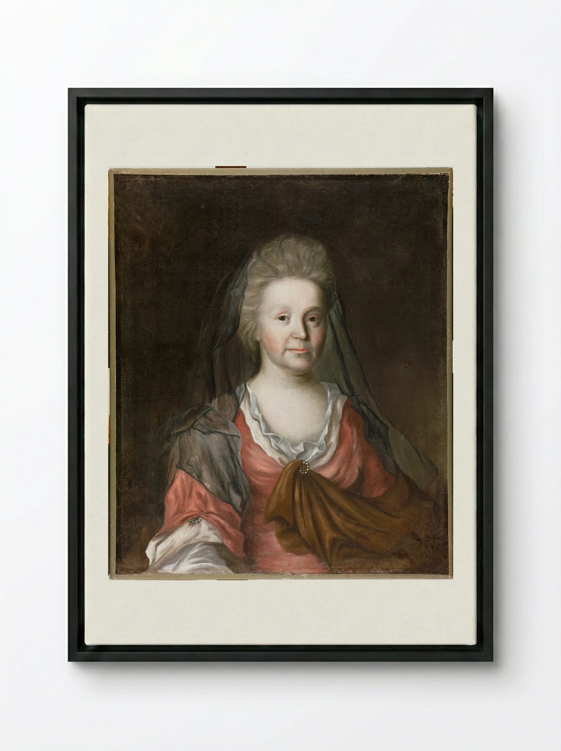 Rebecca Tyng Dudley (Mrs. Joseph Dudley) - Fine Art Print - Framed Canvas Black