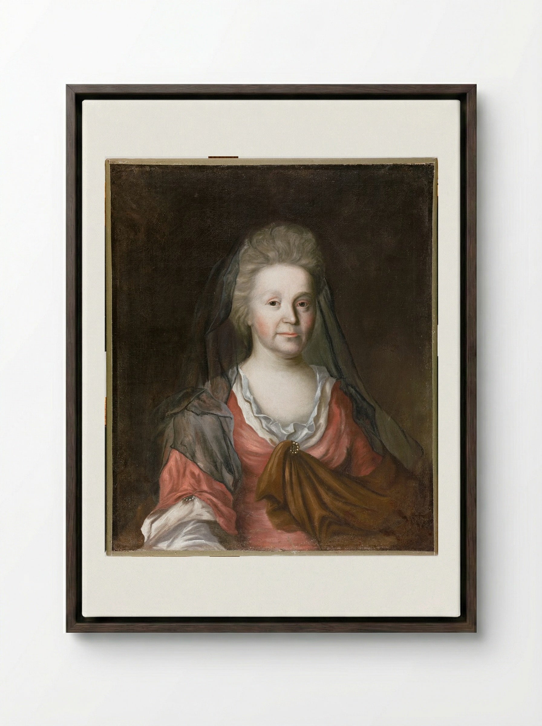 Rebecca Tyng Dudley (Mrs. Joseph Dudley) - Fine Art Print - Framed Canvas Dark Wood