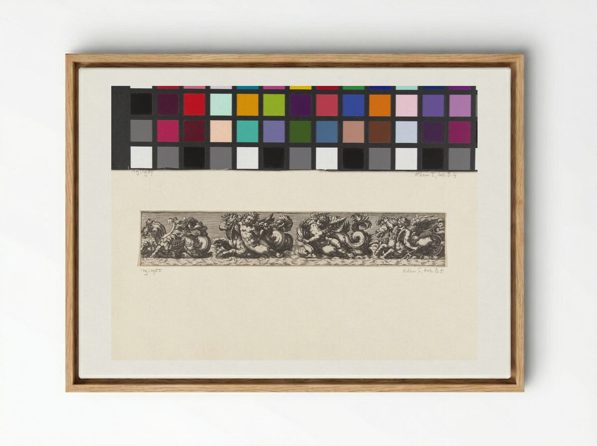 Untitled (Frieze with Sea Creatures and Putti) - Fine Art Print - Framed Canvas Wood