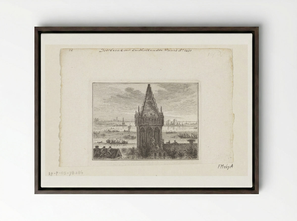 Doorbraak der Zuidhollandse Waard - Unknown Artist - Framed Canvas Dark Wood