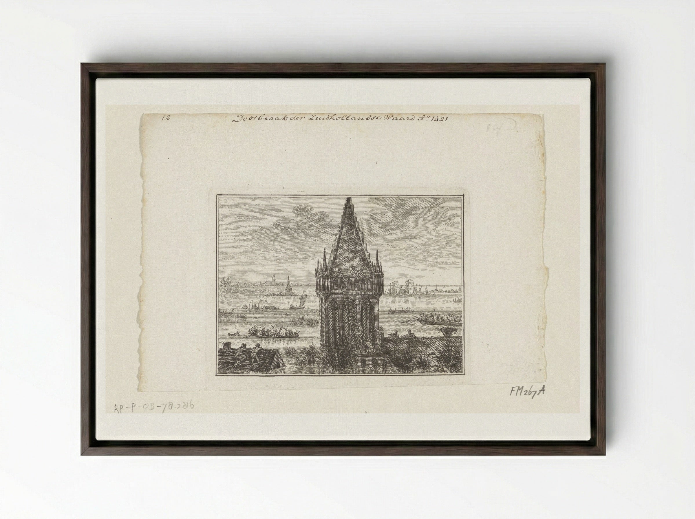 Doorbraak der Zuidhollandse Waard - Unknown Artist - Framed Canvas Dark Wood