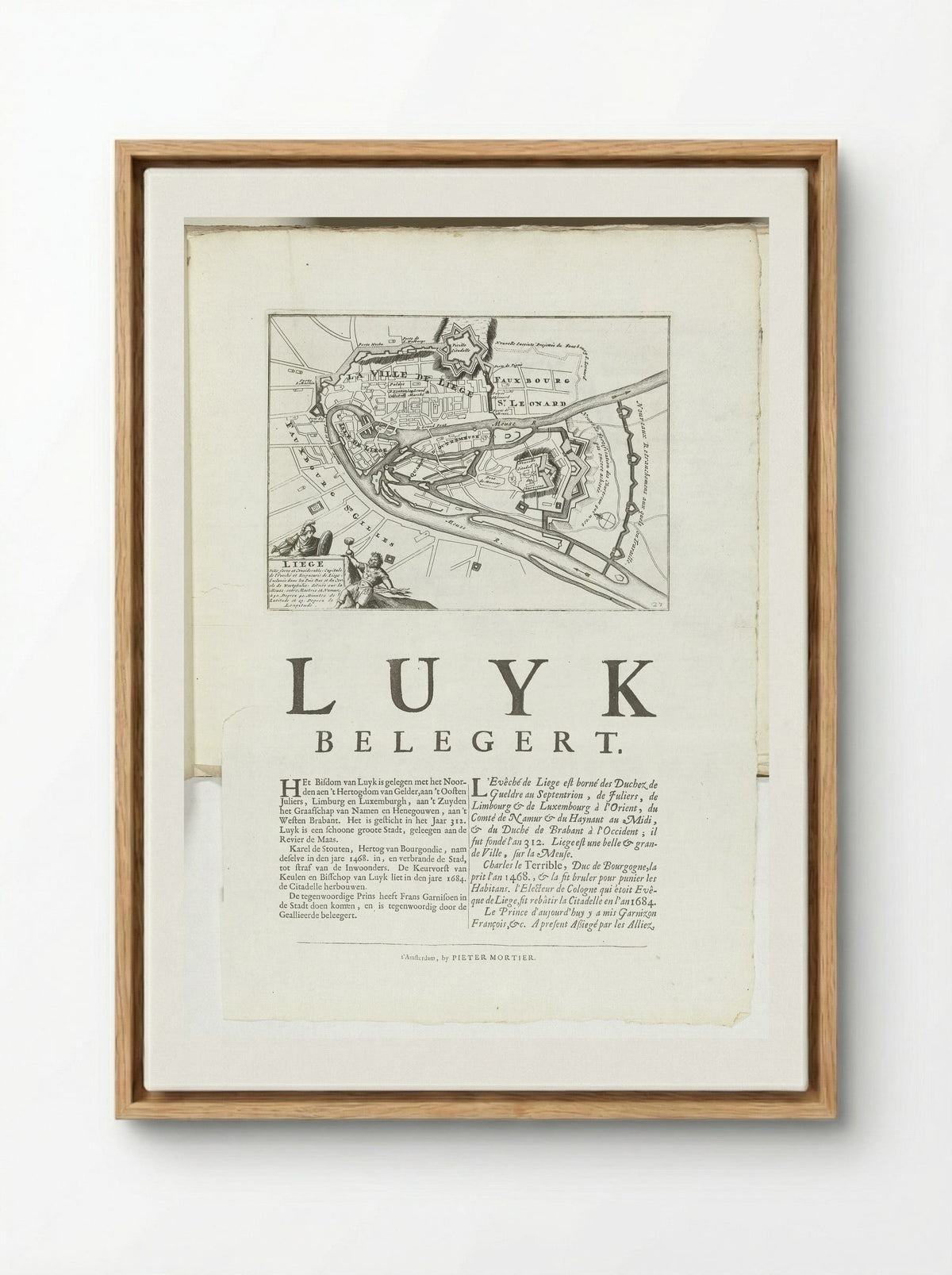 Plattegrond van Luik - Unknown Artist - Framed Canvas Wood