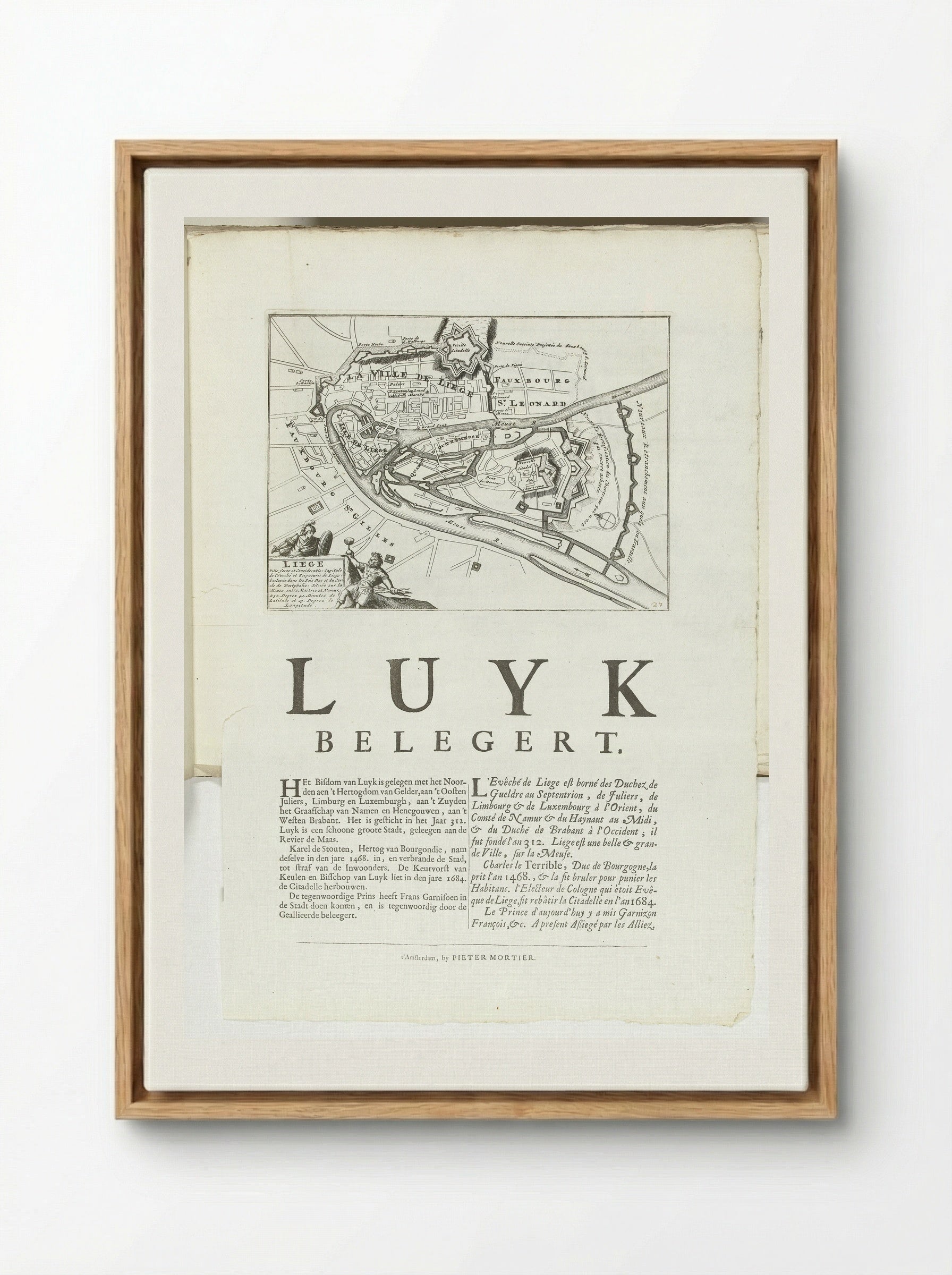 Plattegrond van Luik - Unknown Artist - Framed Canvas Wood
