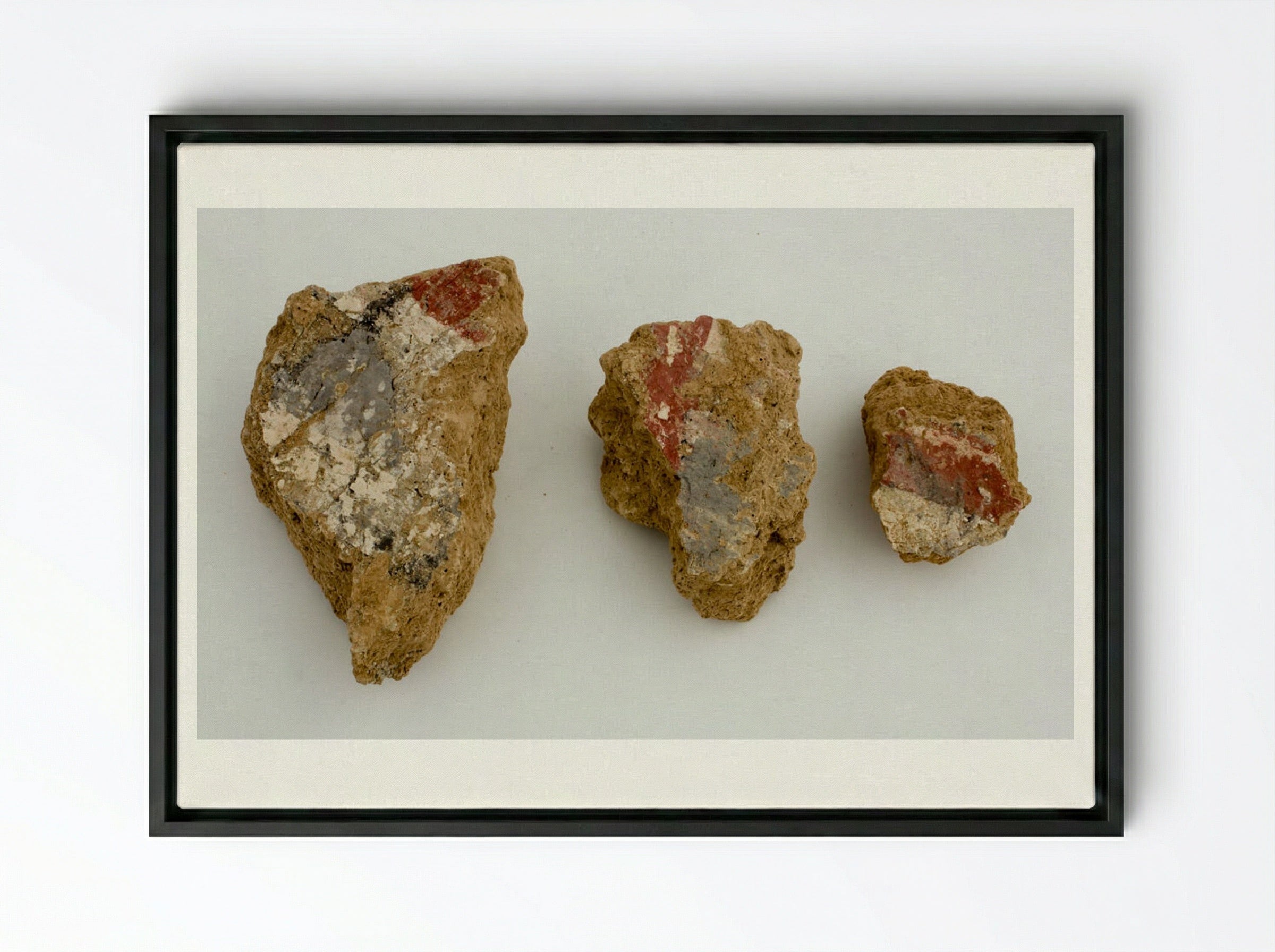 Fragments of Wall Paintings from Nuzi - Unknown Artist - Framed Canvas Black