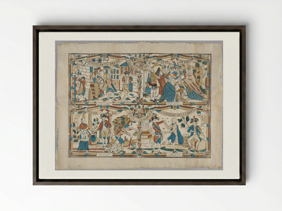 The Aristocrats Each Play their Games to Break up the Estates General - Unidentified Artist - Framed Canvas Dark Wood